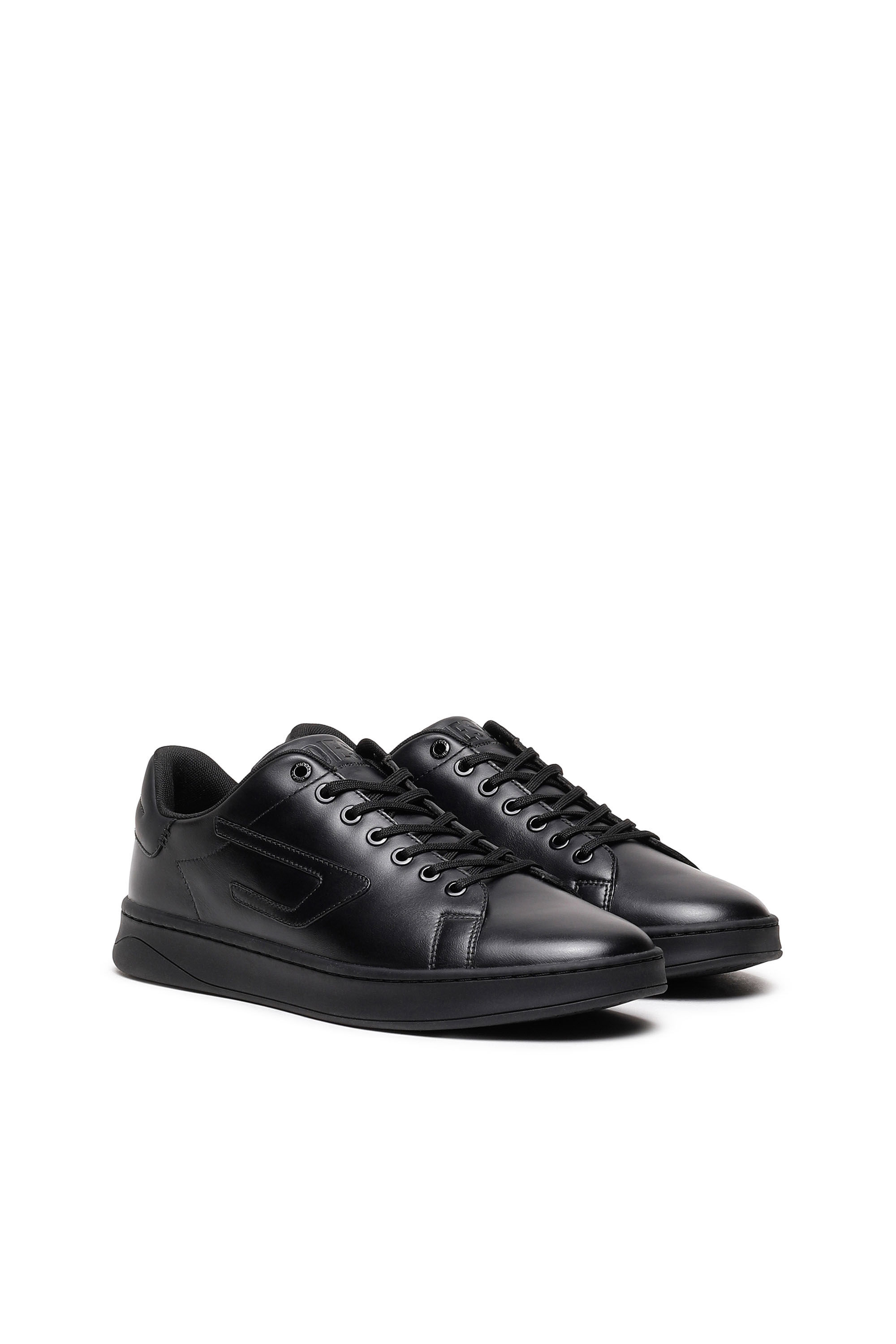 Diesel - S-ATHENE LOW, Man's S-Athene Low-Low-top leather sneakers with D patch in Black - 2