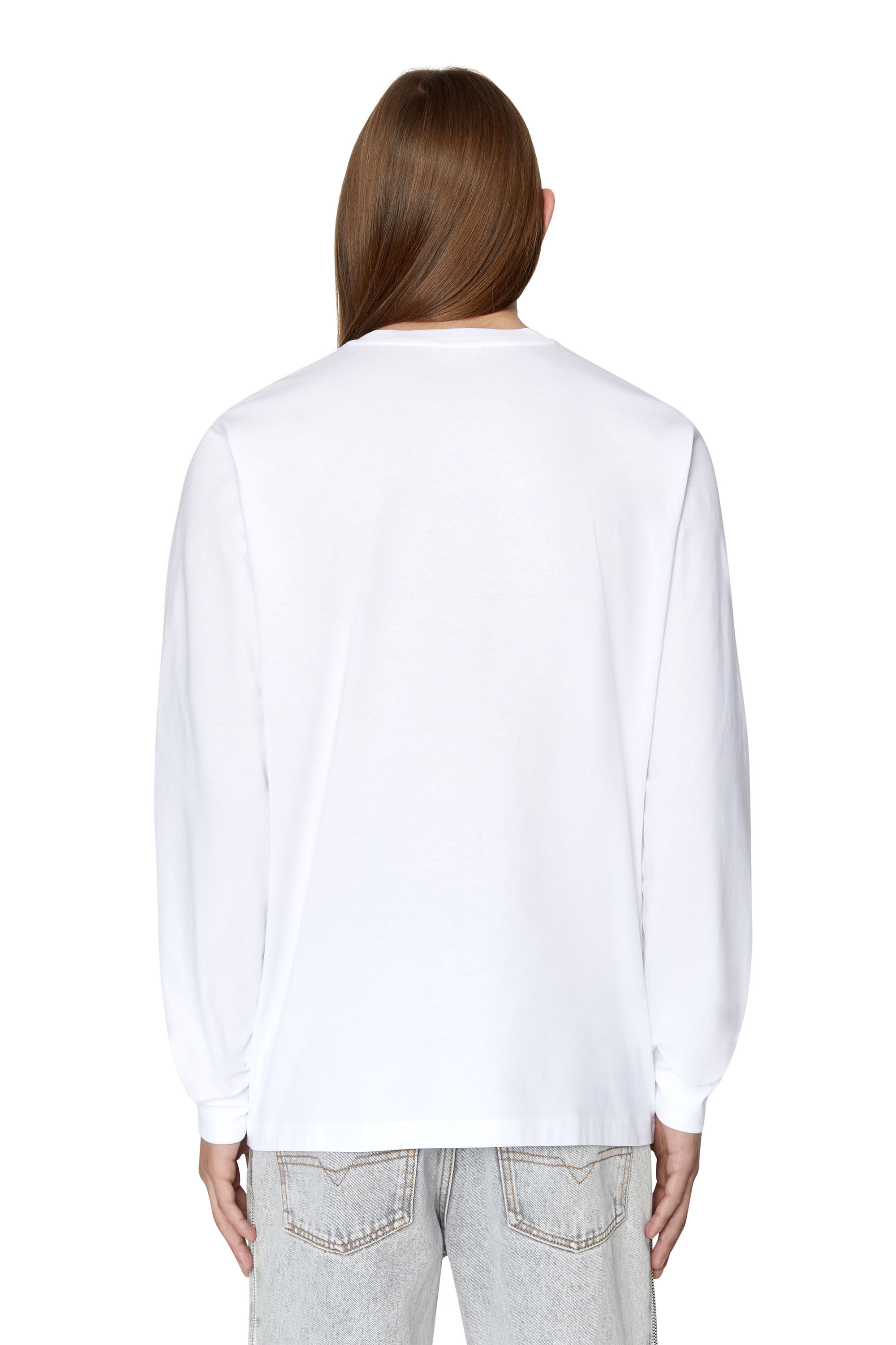 Diesel - T-JUST-LS-DIV, T-shirt à manches longues avec logo en polaire Homme in Blanc - 5