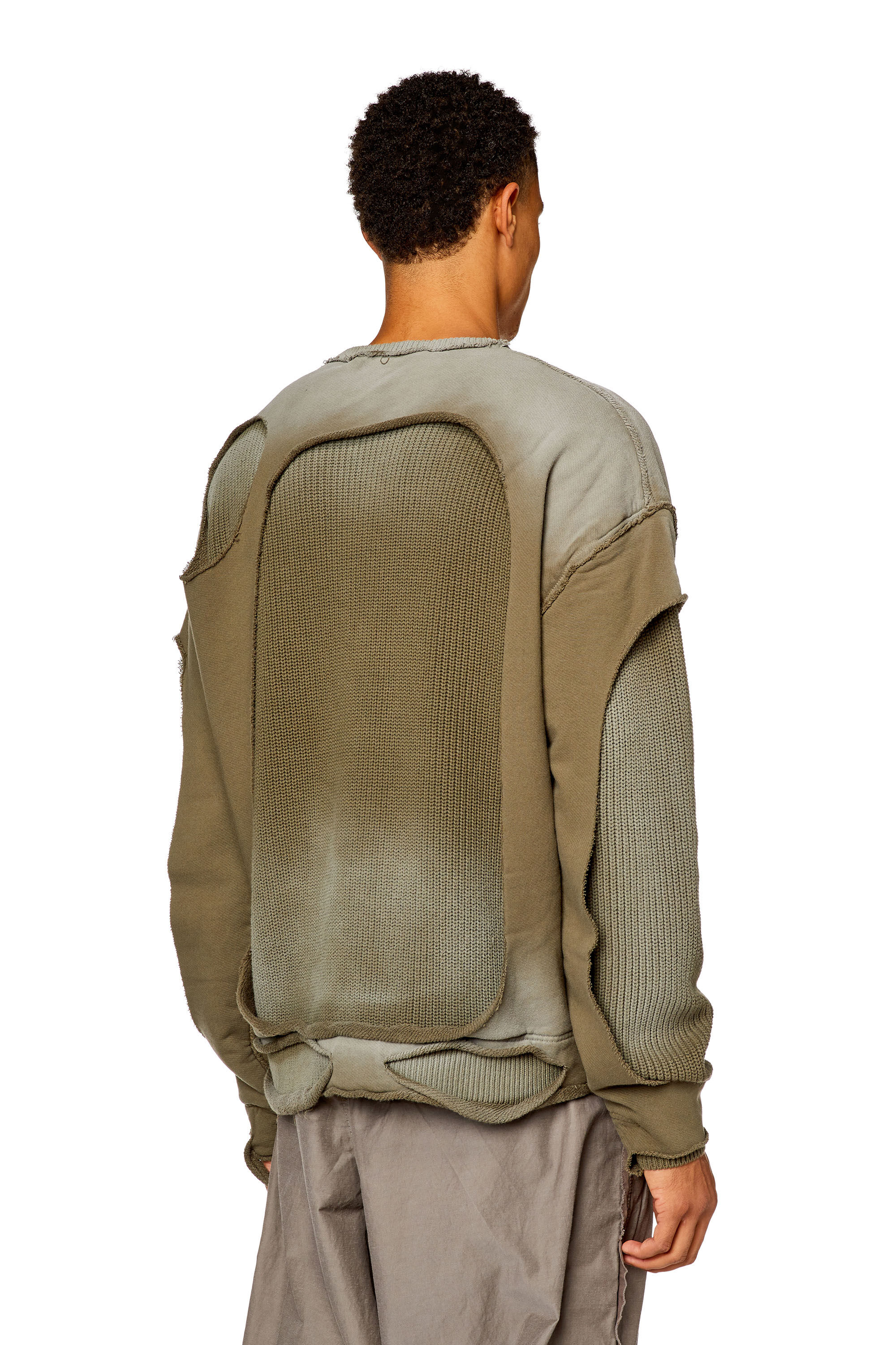 Diesel - K-OSBERT, Pull avec effet peel-off destroy Homme in Vert - 4