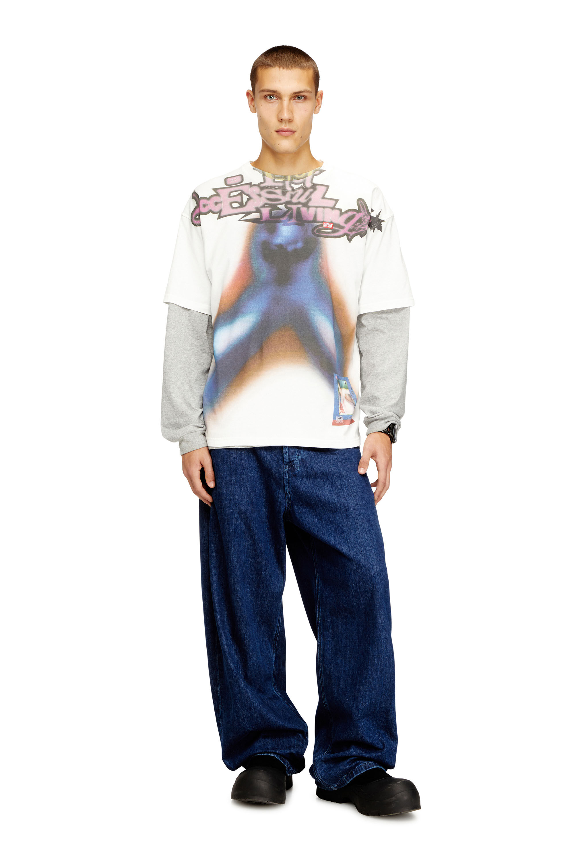 toshページ！ Men's Relaxed cotton T-shirt with digital print | Multicolor | Diesel