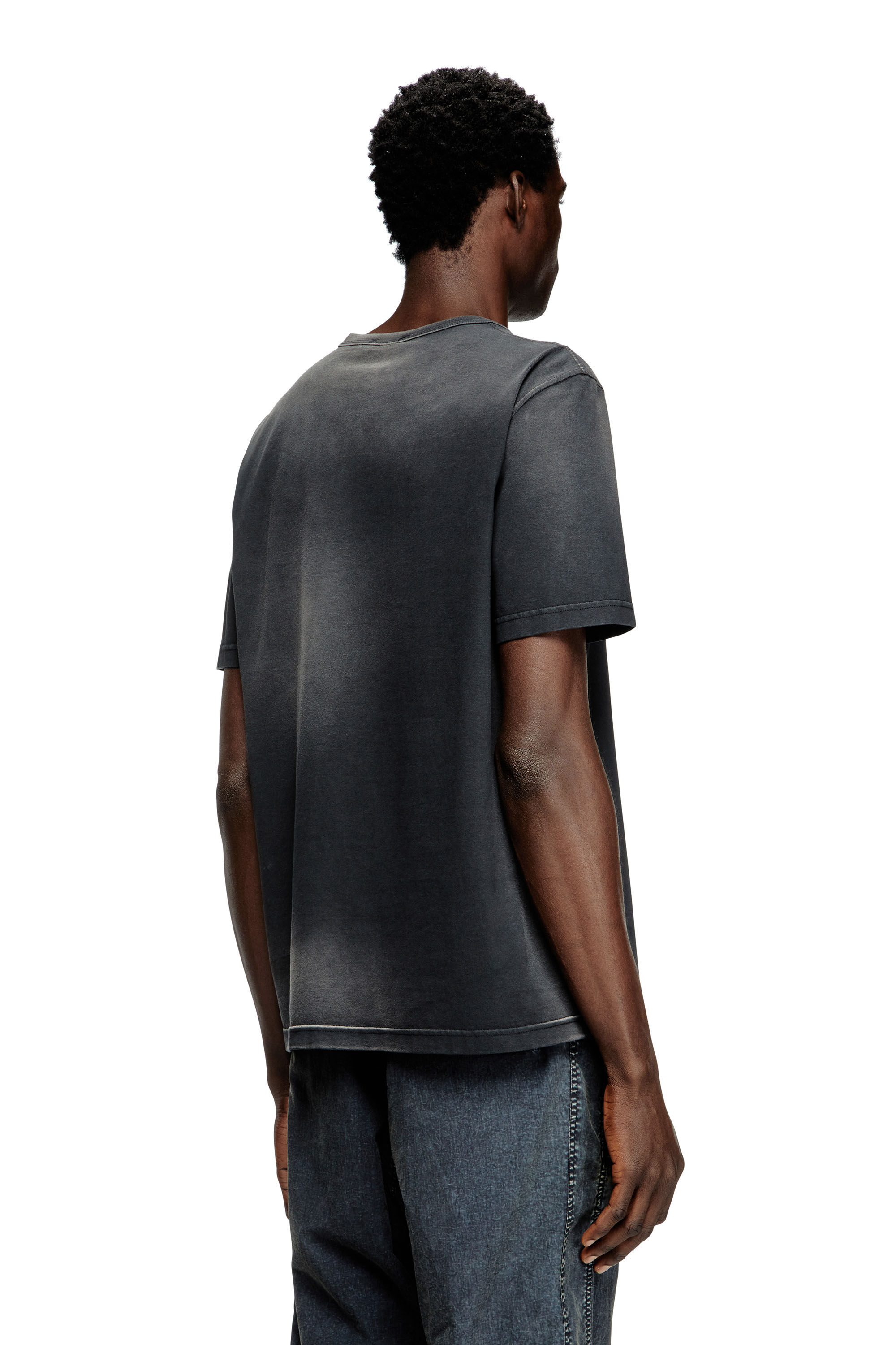 Men's Faded T-shirt with cut-out Oval D | Black | Diesel