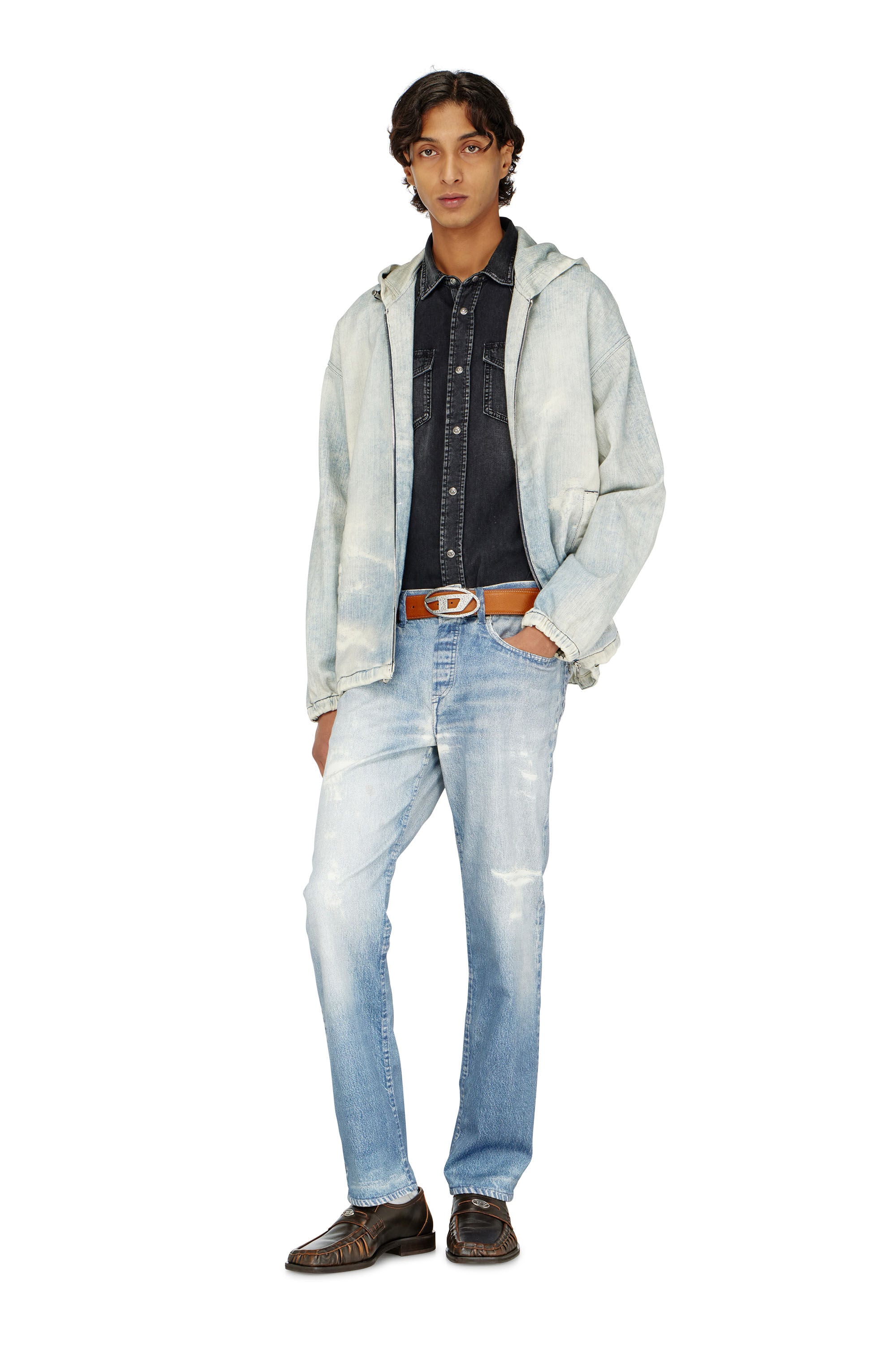 Diesel - D-WYNNY JOGG, Chaqueta JoggJeans con efecto trompe l&rsquo;oeil Hombre in Azul marino - 1