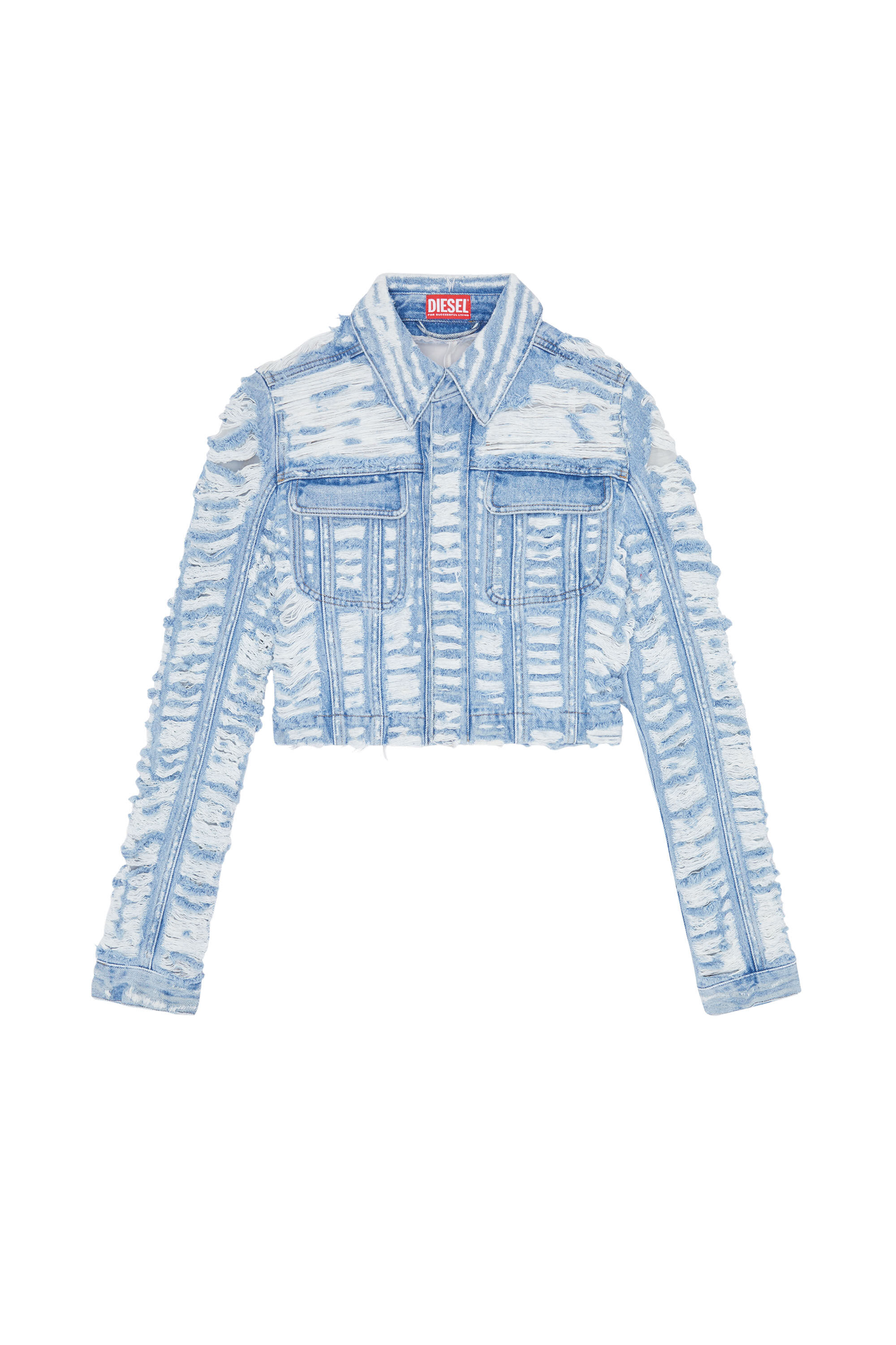 Diesel - DE-SLIMMY-FSC, Veste cropped en denim Tiger Breaks Femme in Bleu - 2