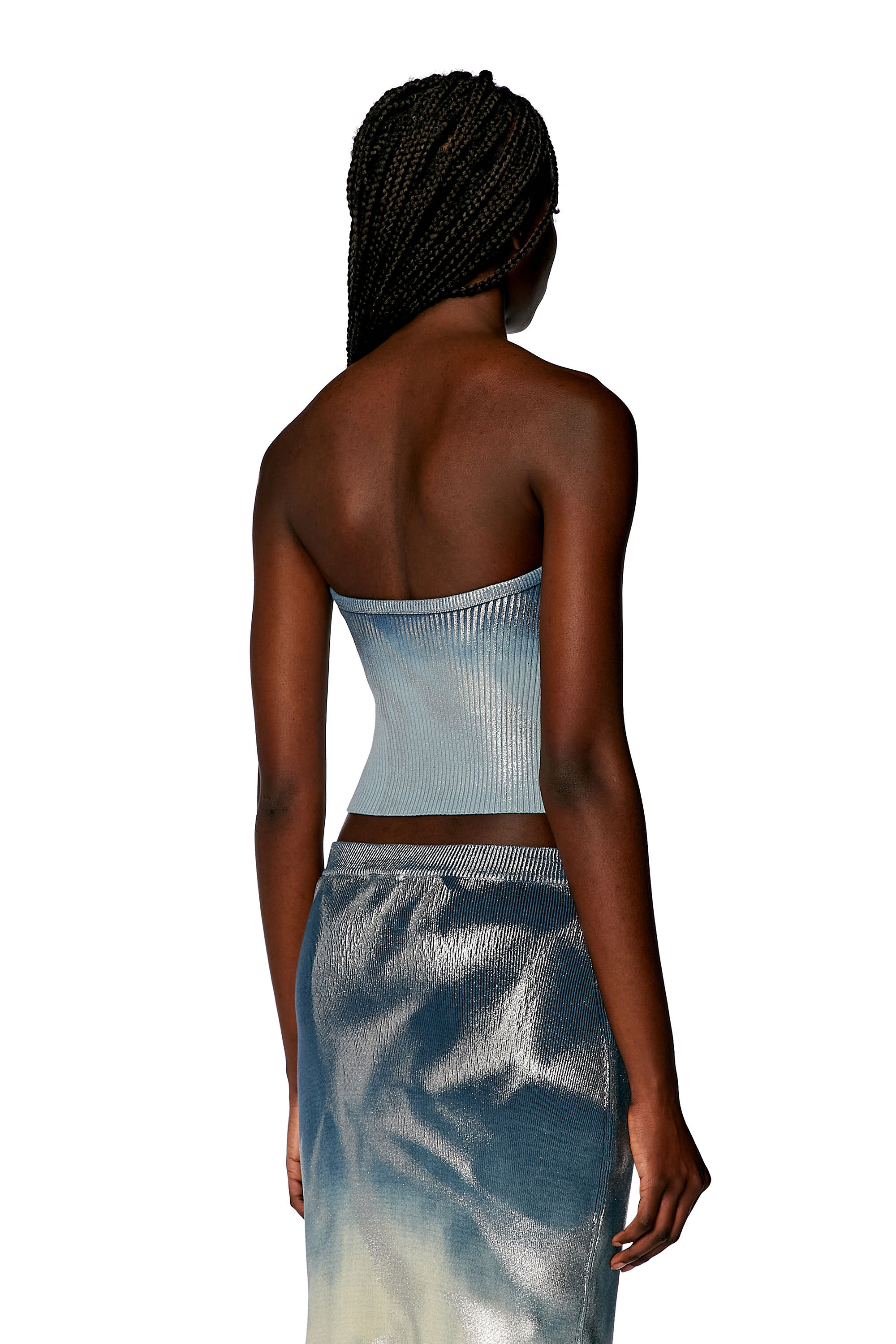 Diesel - M-CLARKSVILLEX-B, Female's Knit tube top with metallic effects in Blue - 5