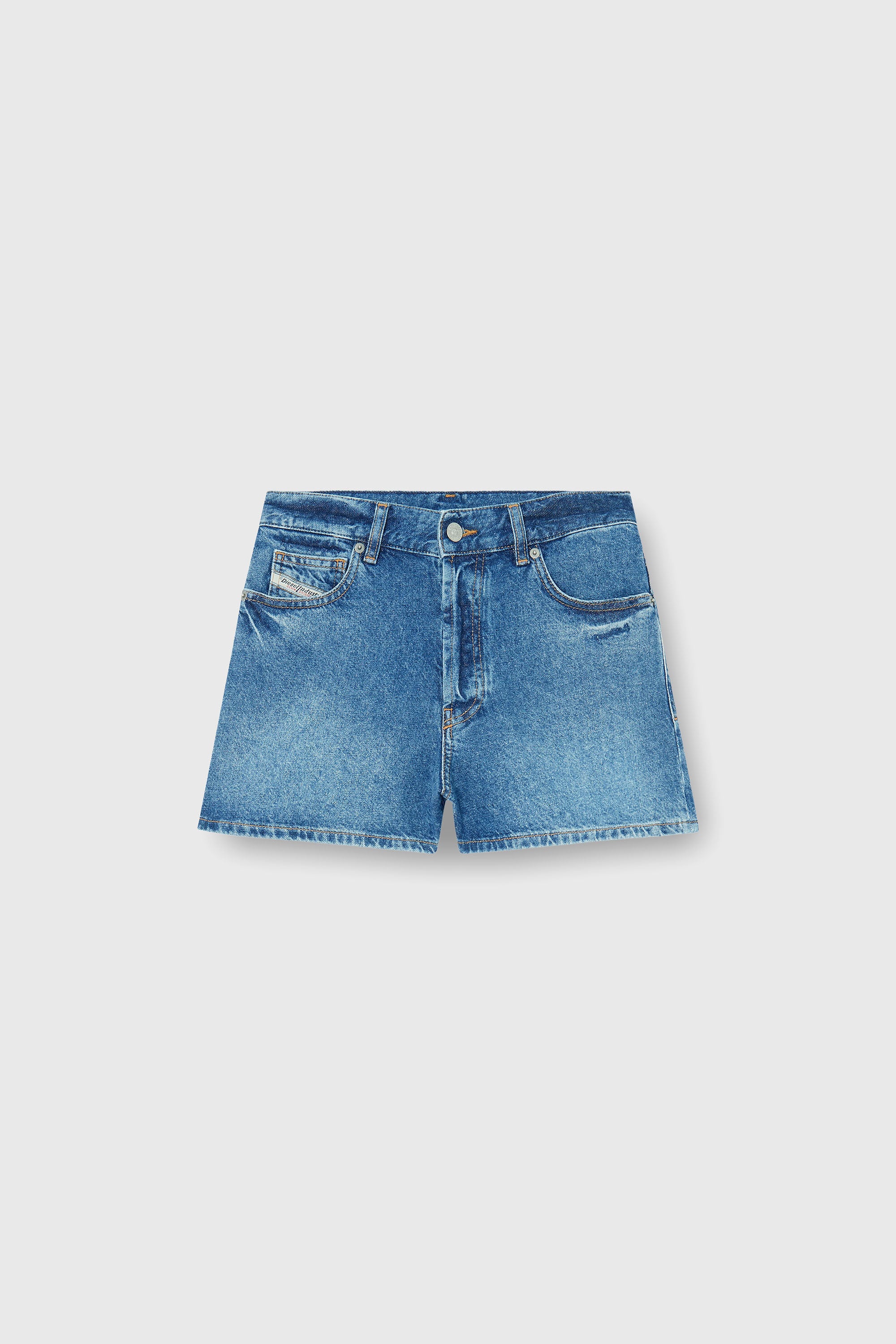 Diesel - DE-HELIOS, Pantalones cortos vaqueros en denim desgastado Mujer in Azul marino - 2