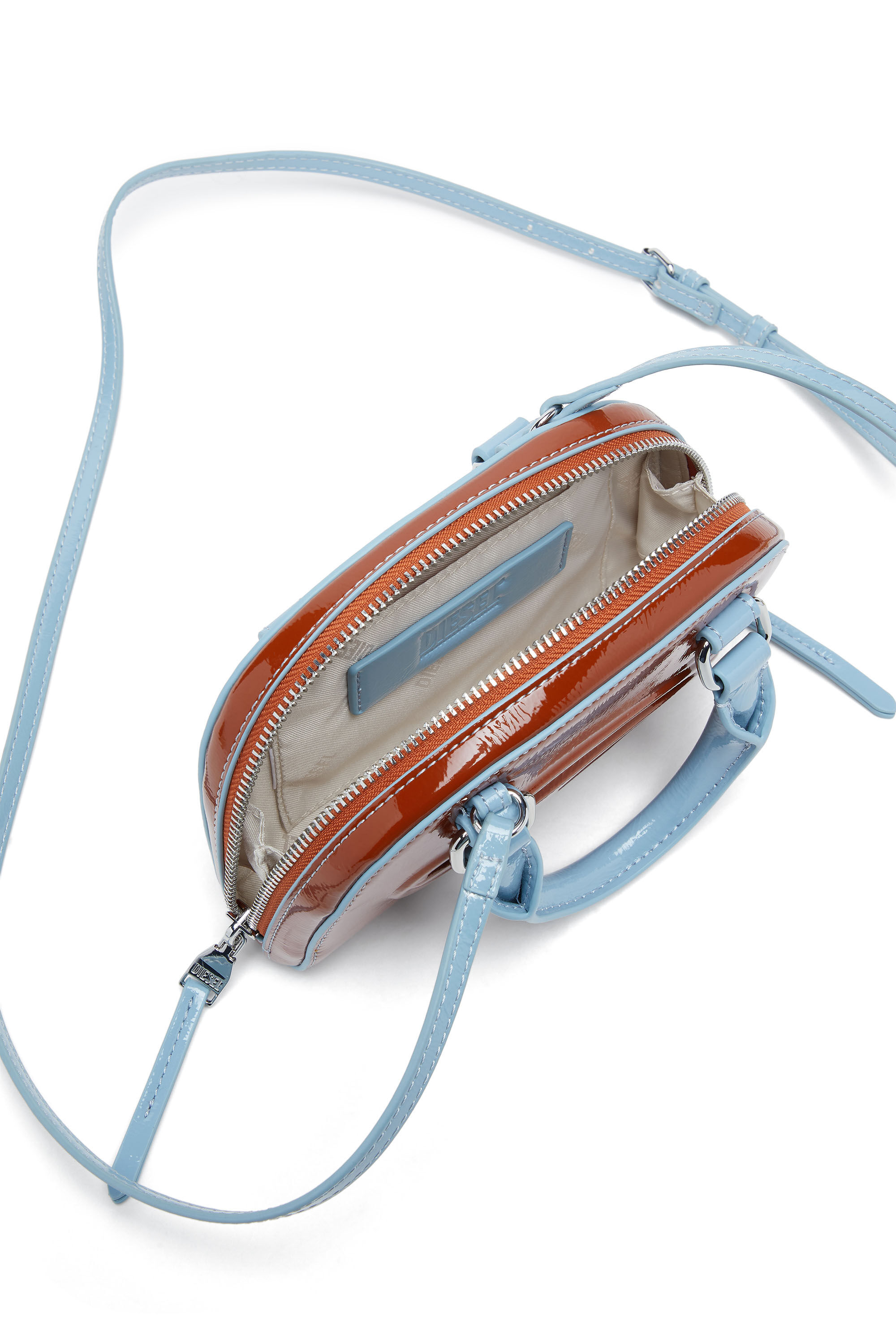 Women's 1DR Dome-Slim bowling bag with naplak effect | Brown | Diesel
