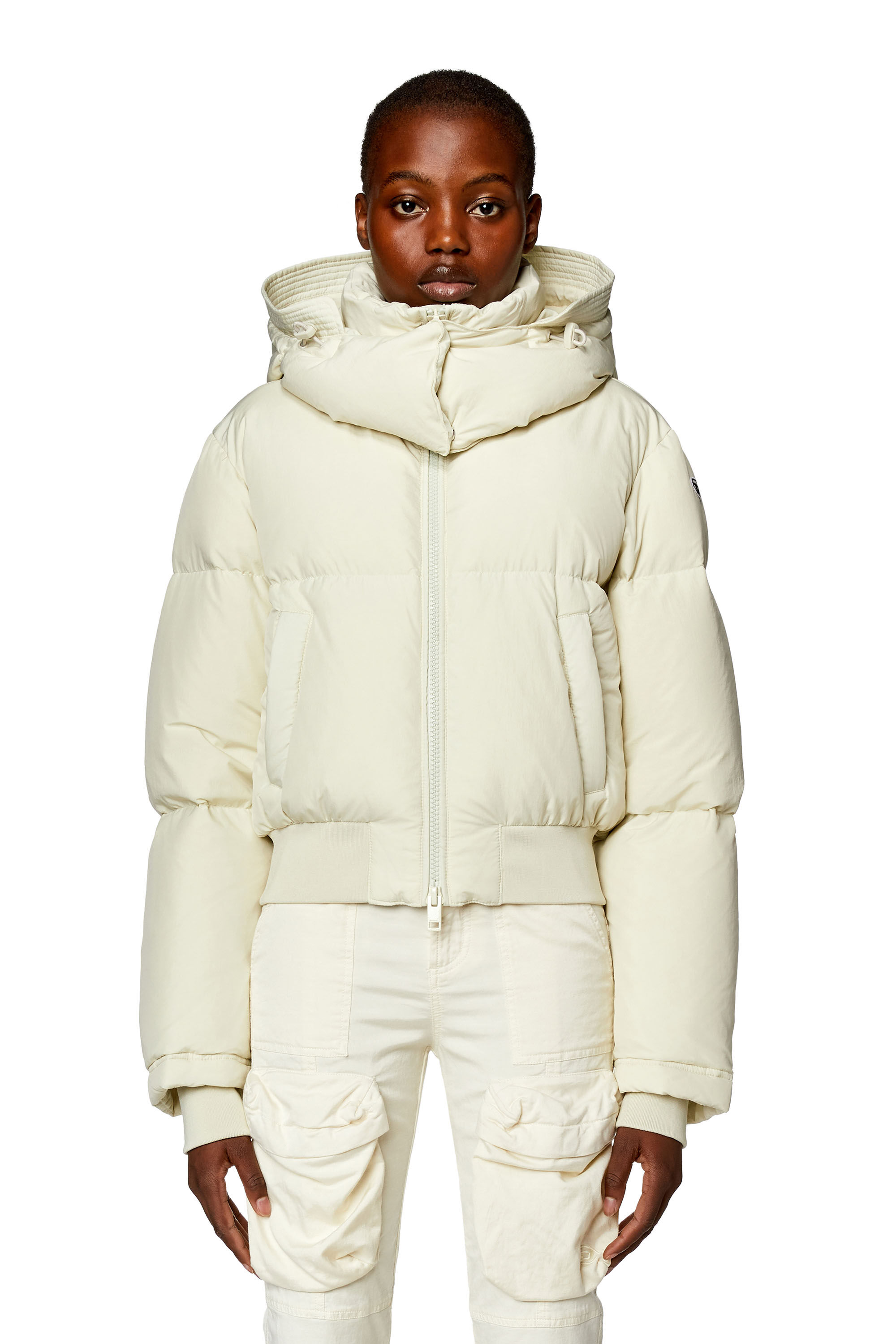DIESEL 2024aw  W-Peyt-Short  ダウン Women's Down jacket in recycled nylon taslan | White | Diesel