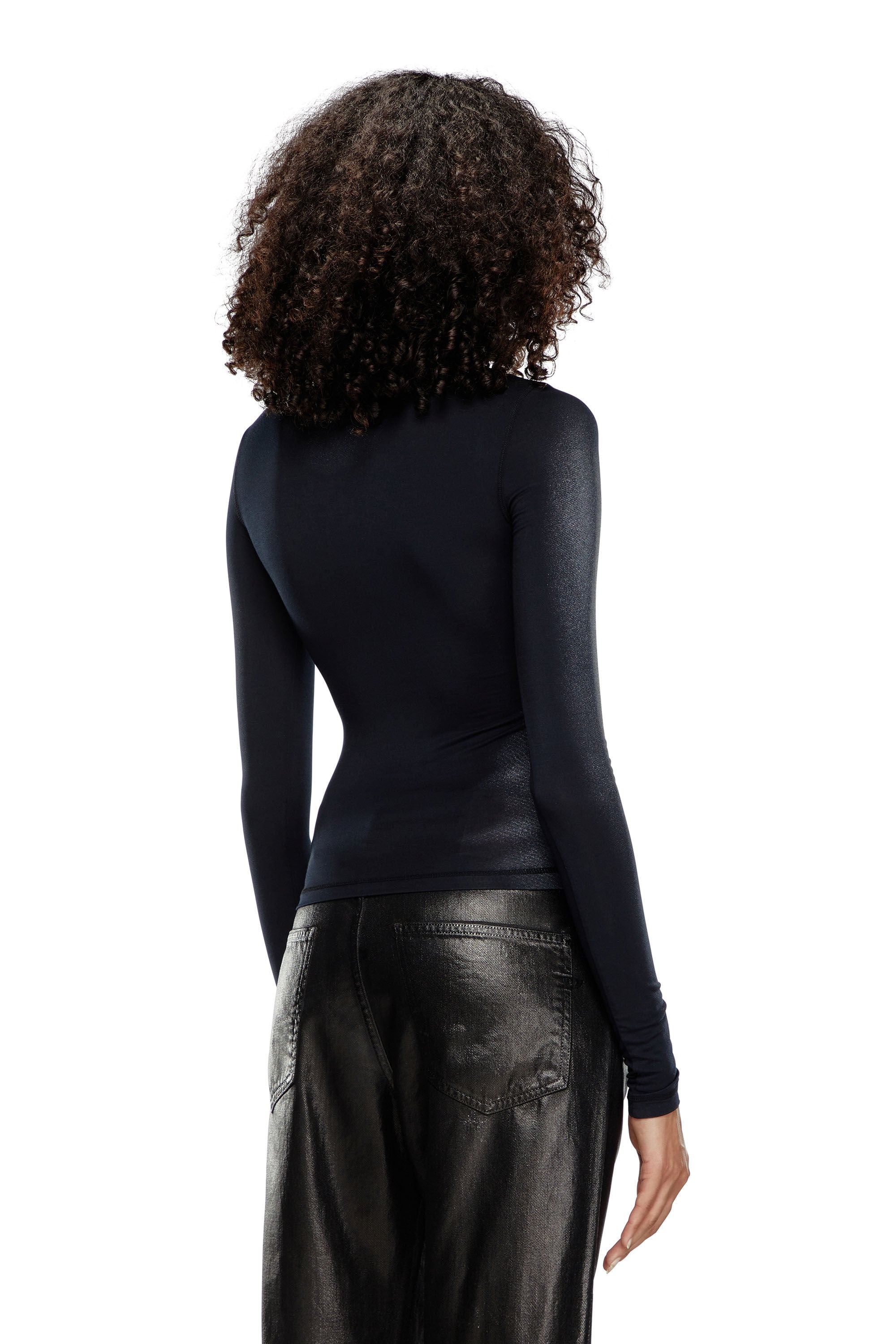 Women's Long-sleeve T-shirt with metallic effects | Black | Diesel
