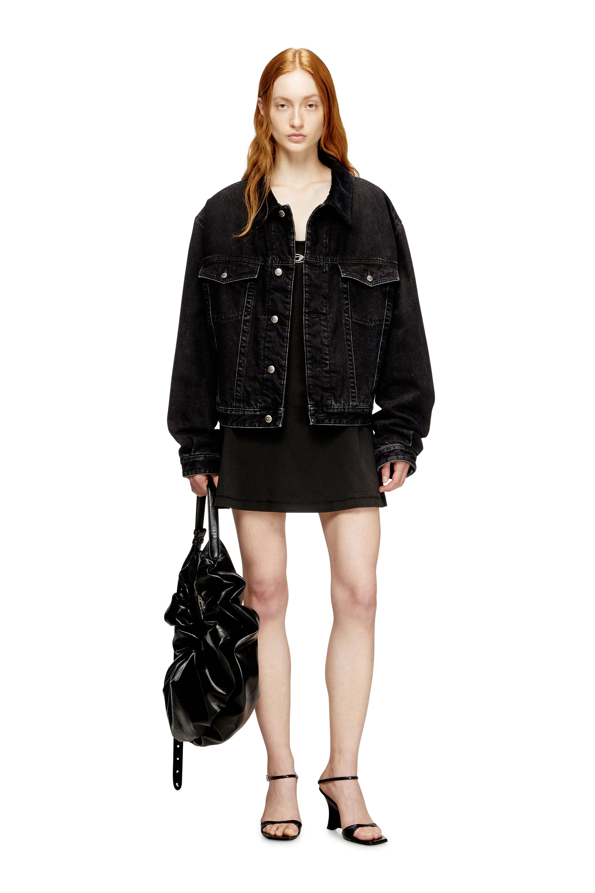 Diesel - D-NEWHOP-OD, Mini vestido de algodón con logotipo Oval D Mujer in Negro - 1