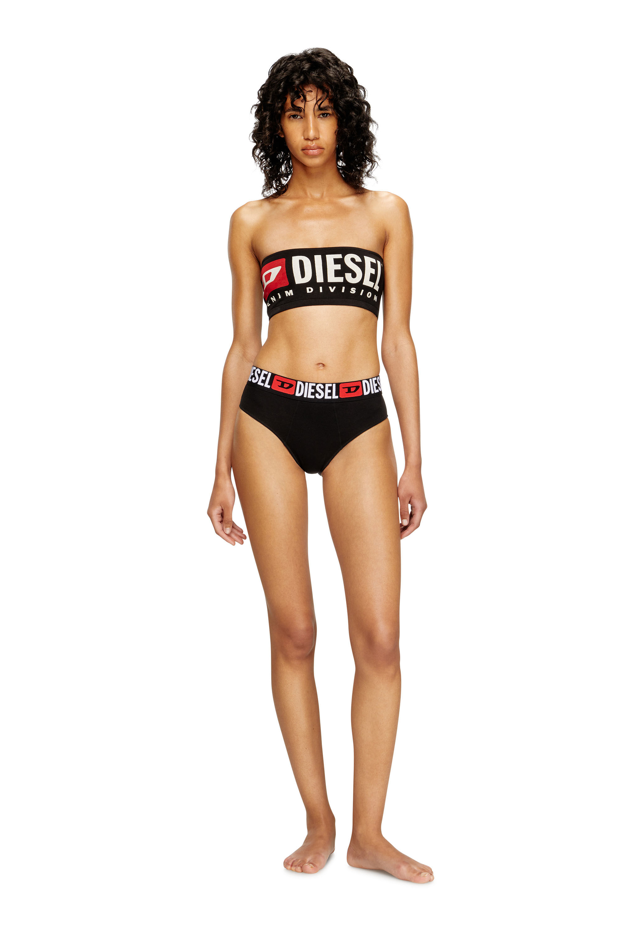 DIESEL>>Ufsb-Melanie ストラップレス クロップド ブラ Women's Strapless bra with maxi logo | Black | Diesel