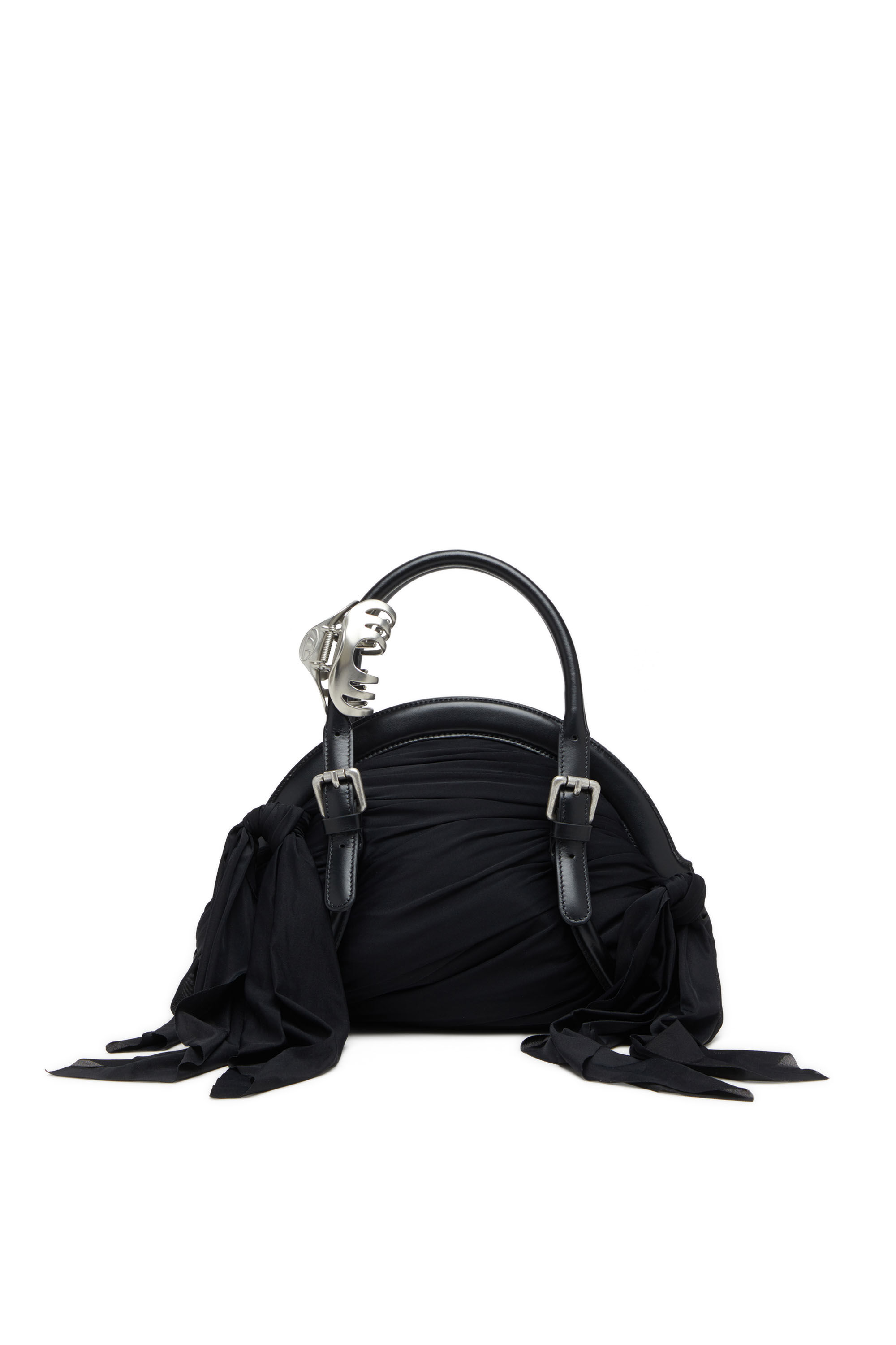 Diesel - TRASH-D TOP HANDLE, Trash-D-Sac à main bandana en jersey et cuir Femme in Noir - 1
