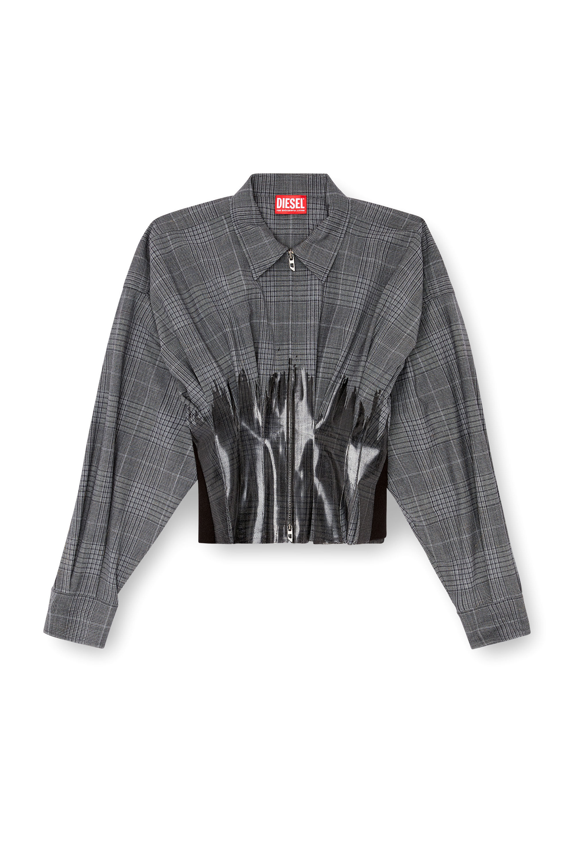 Diesel - C-ANBU, Female's Prince of Wales drop shoulder shacket in Grey - 2