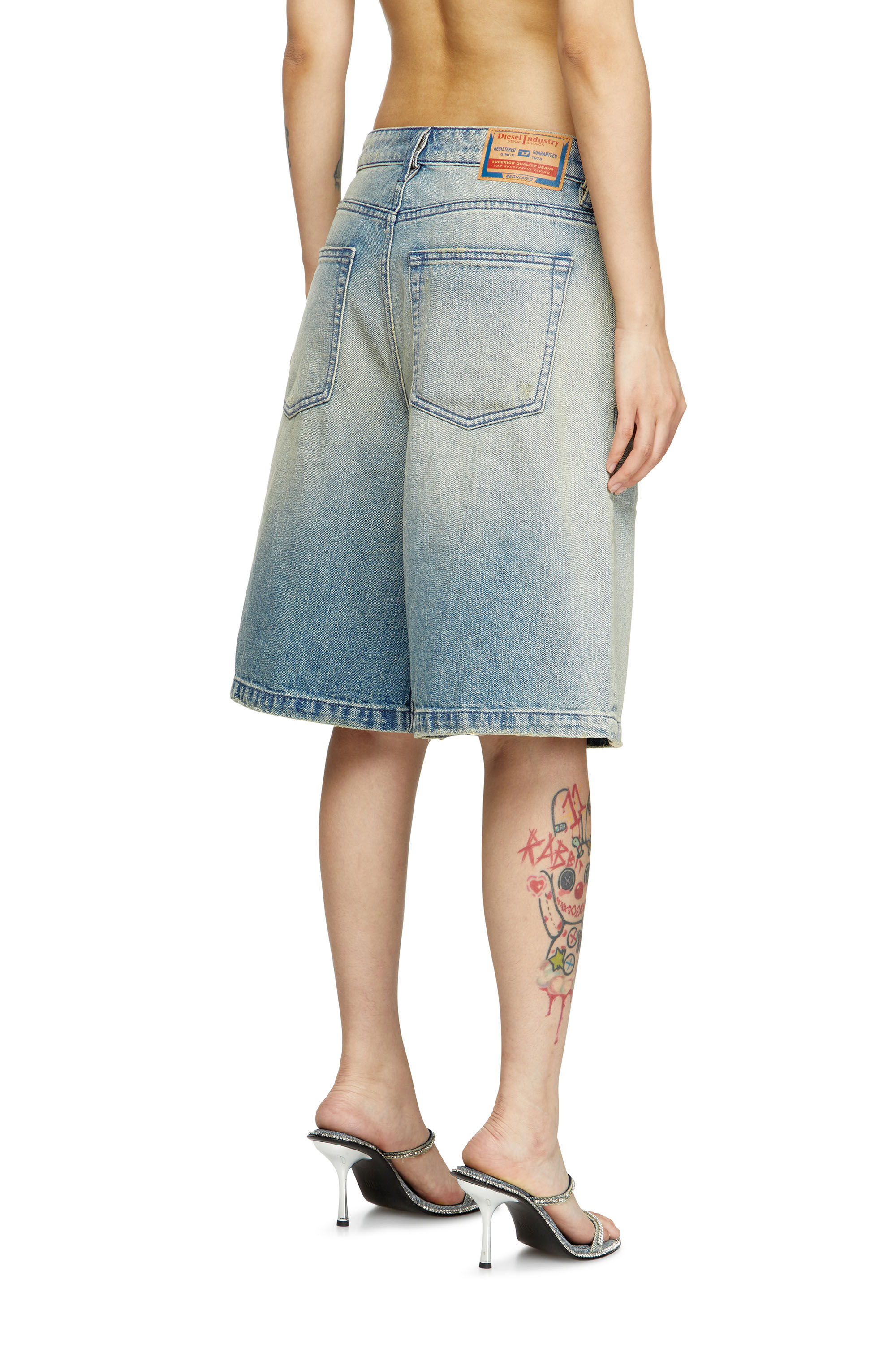 Women's Shorts in worn-effect denim | Blue | Diesel