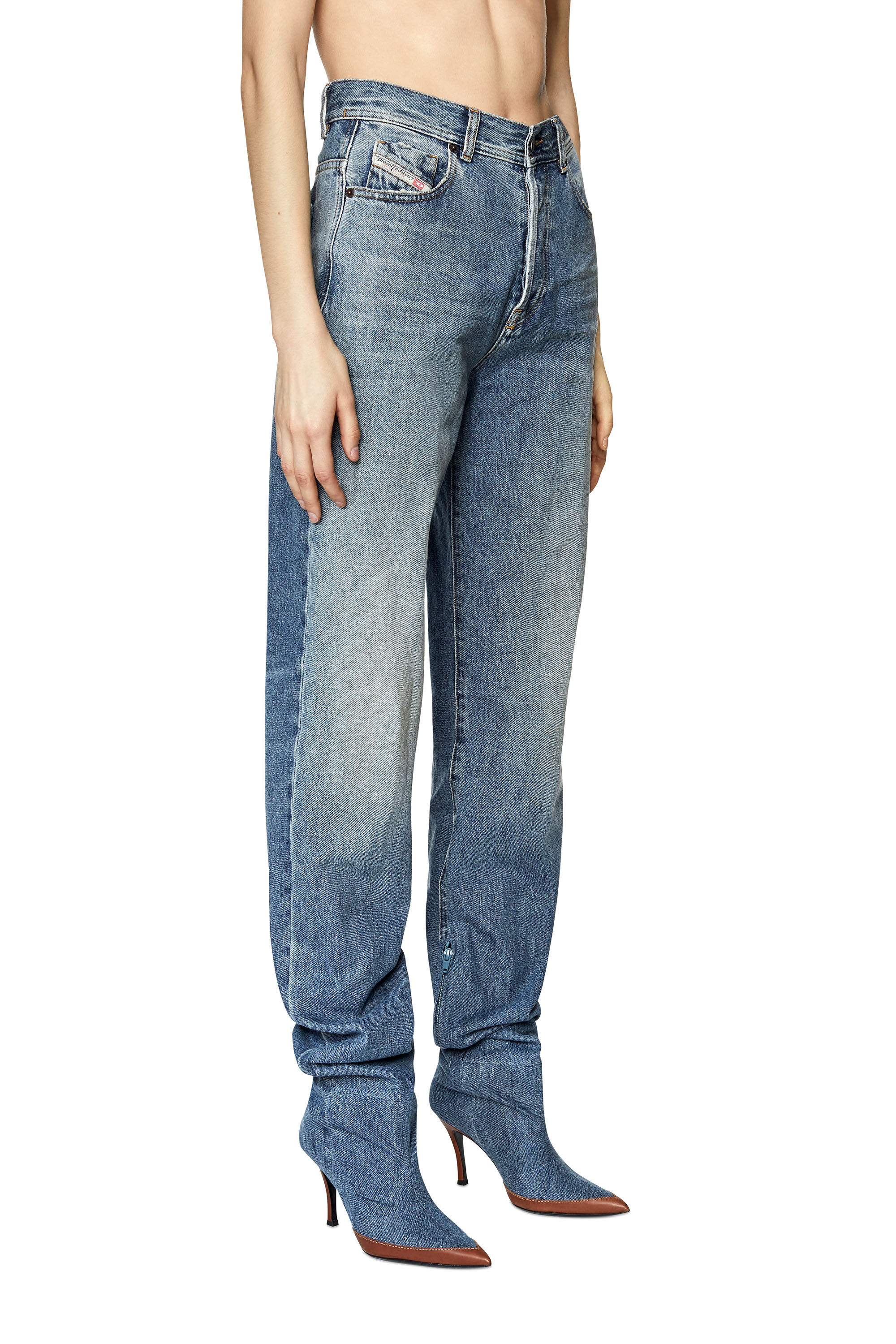 Straight Medium blue Woman Jeans with denim boots: 1956 007A7 | Diesel