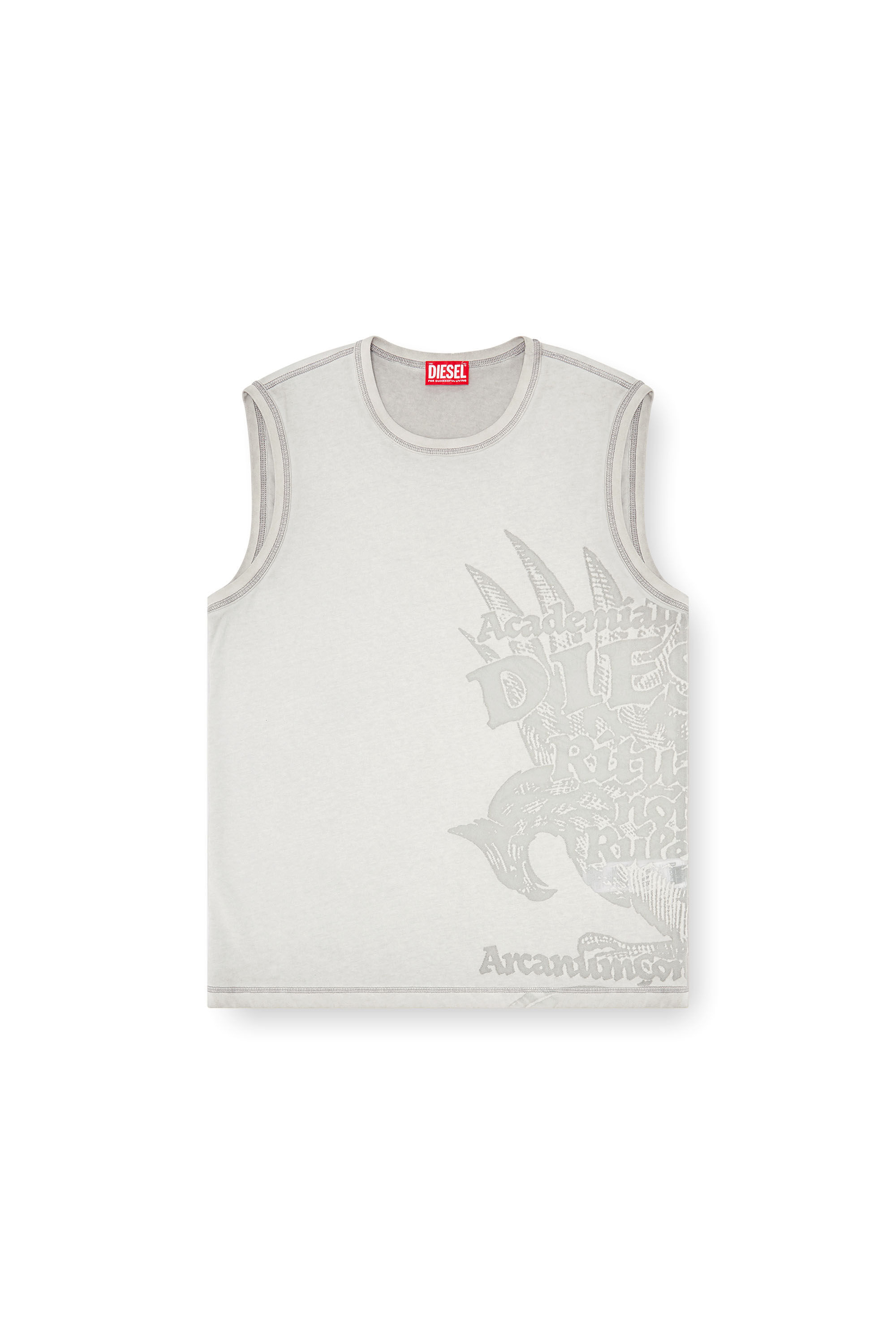Diesel - T-RAWBISCO, Top sin mangas con gr&aacute;ficos en relieve Hombre in Gris - 2