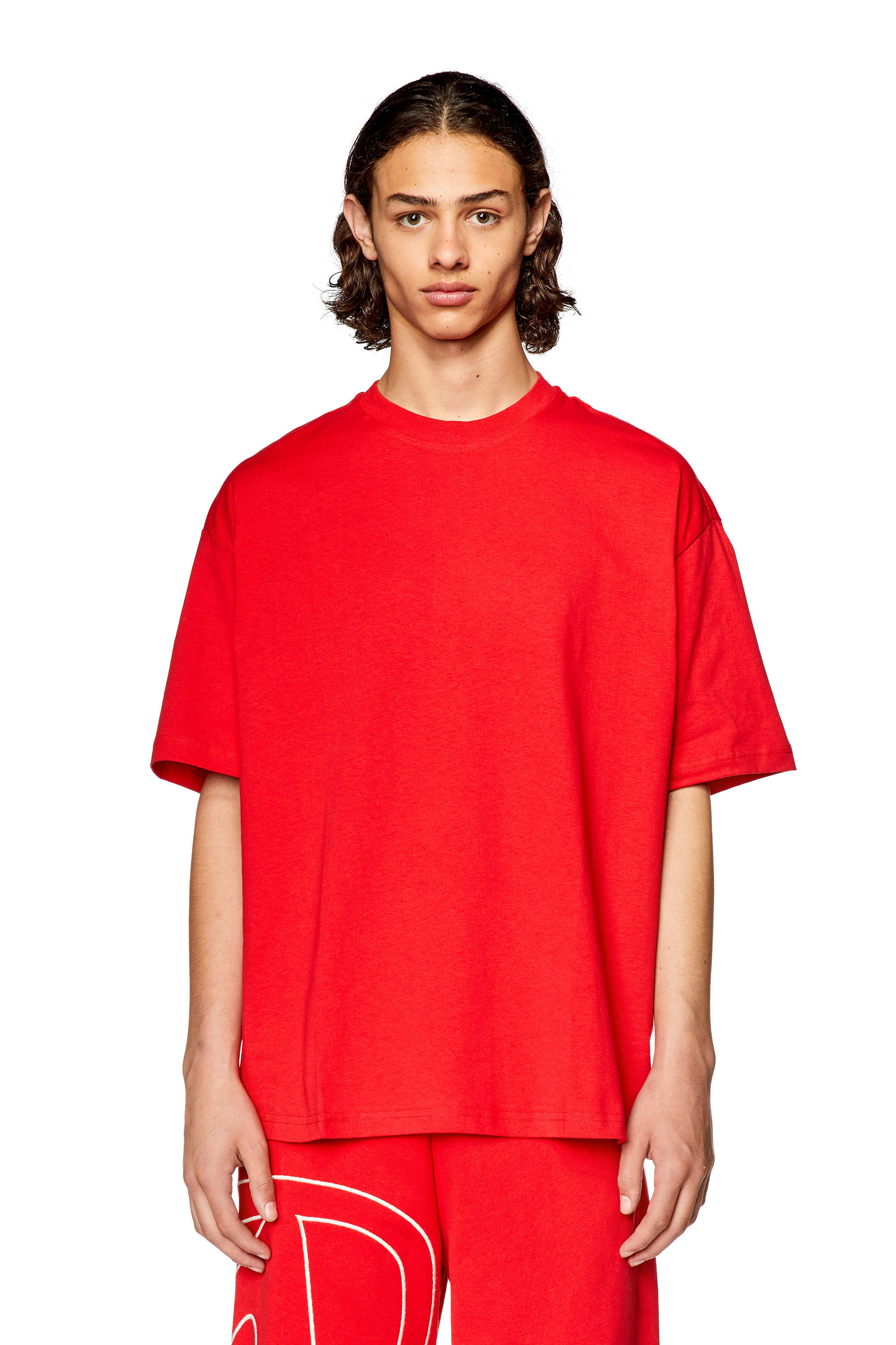 Diesel - T-BOGGY-MEGOVAL, T-shirt avec maxi logo D dans le dos Homme in Rouge - 4