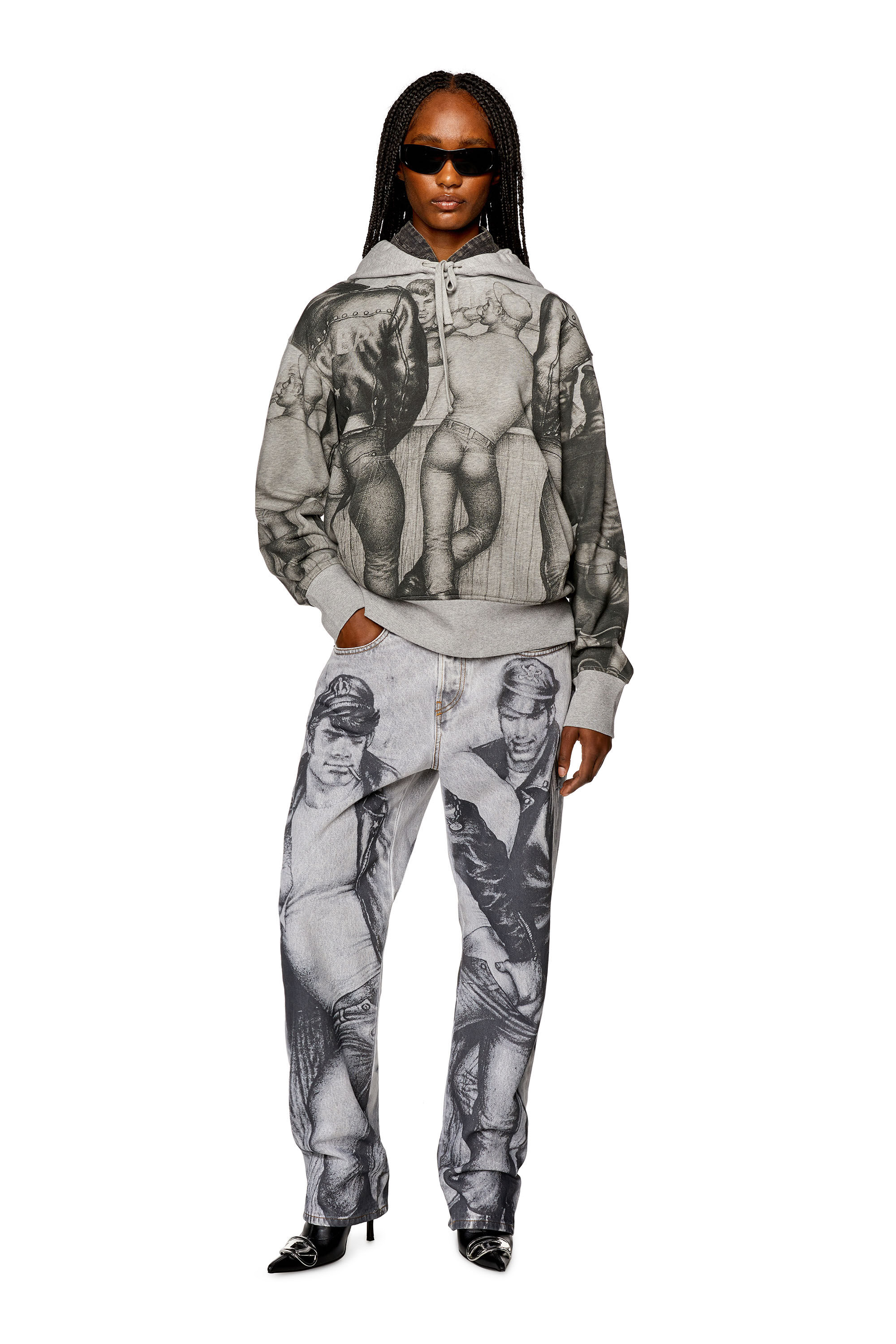 Diesel - PR-S-MACS-HOOD, Unisex's Hoodie with prints and patches in Grey - 6
