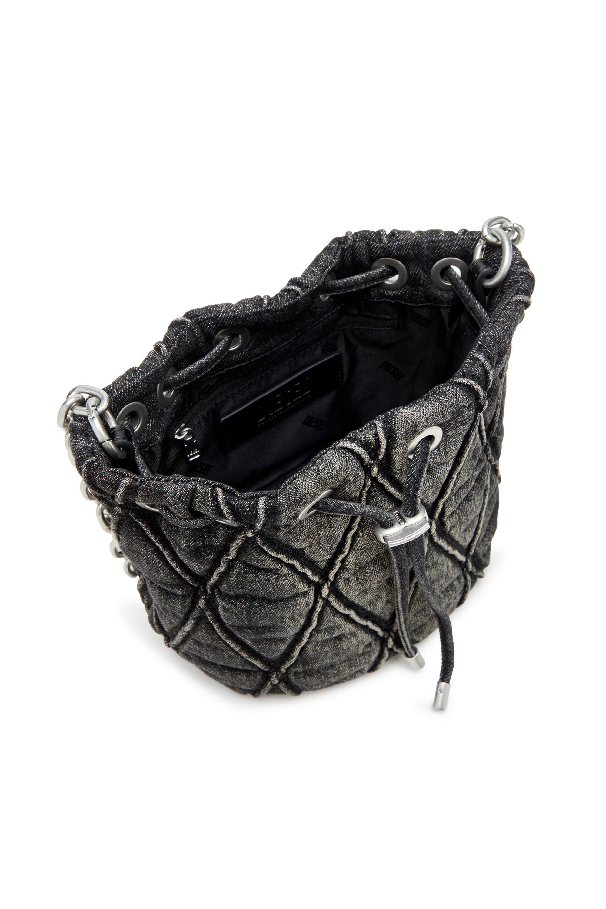 Women's Charm-D S-Mini bucket bag in treated quilted denim | Black