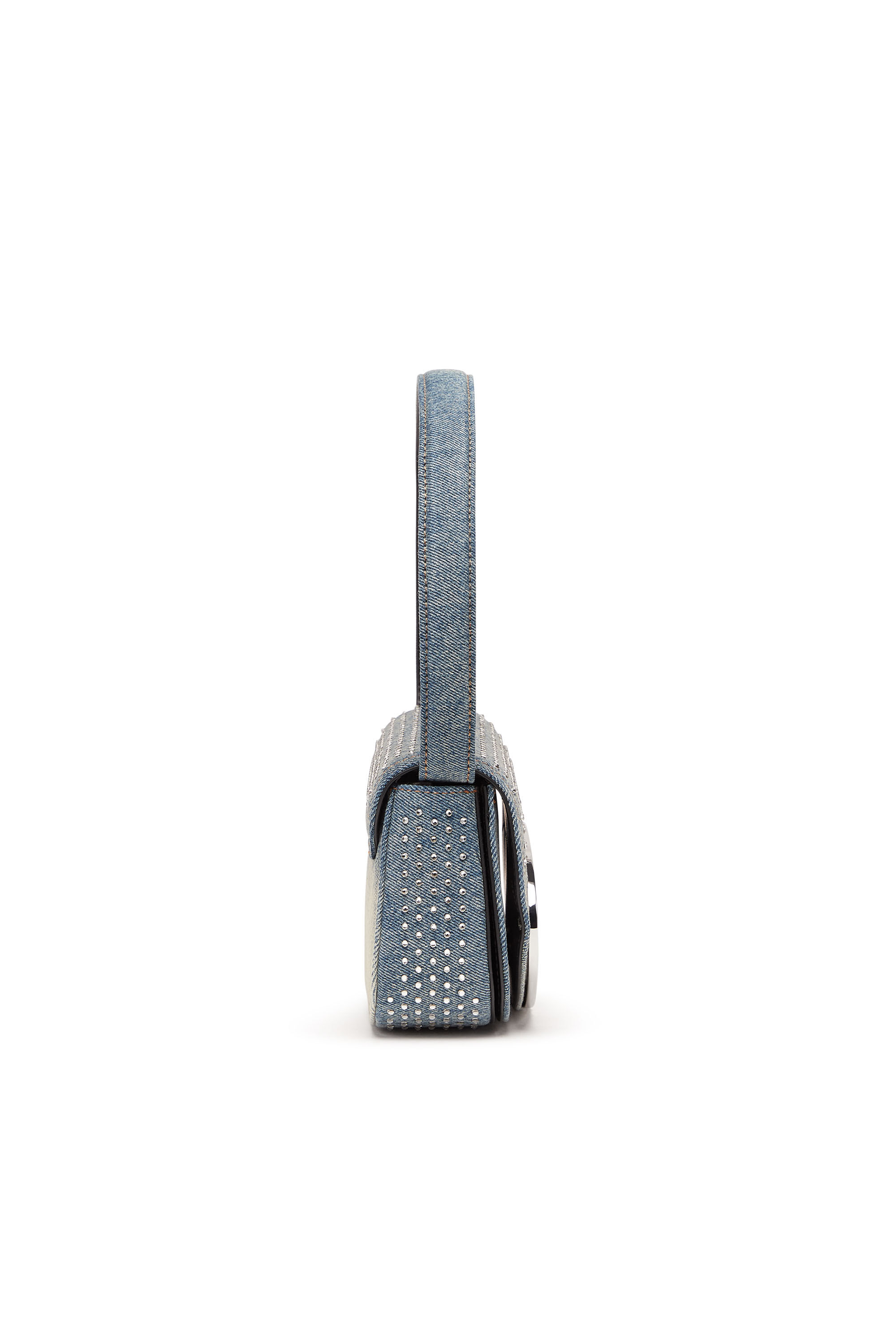 Diesel - 1DR, Female's 1DR - Iconic shoulder bag in denim and crystals in Light Blue - 4