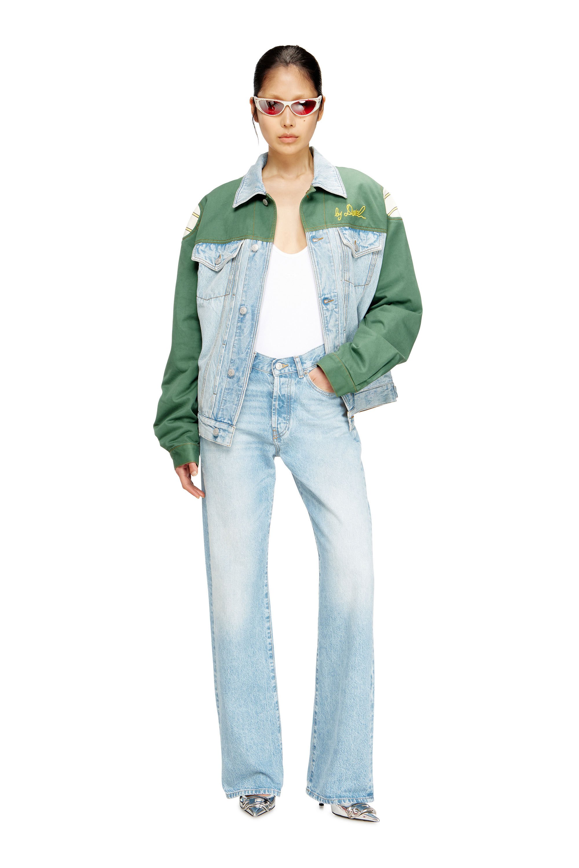 Women's Denim jacket with cotton insert | Multicolor | Diesel