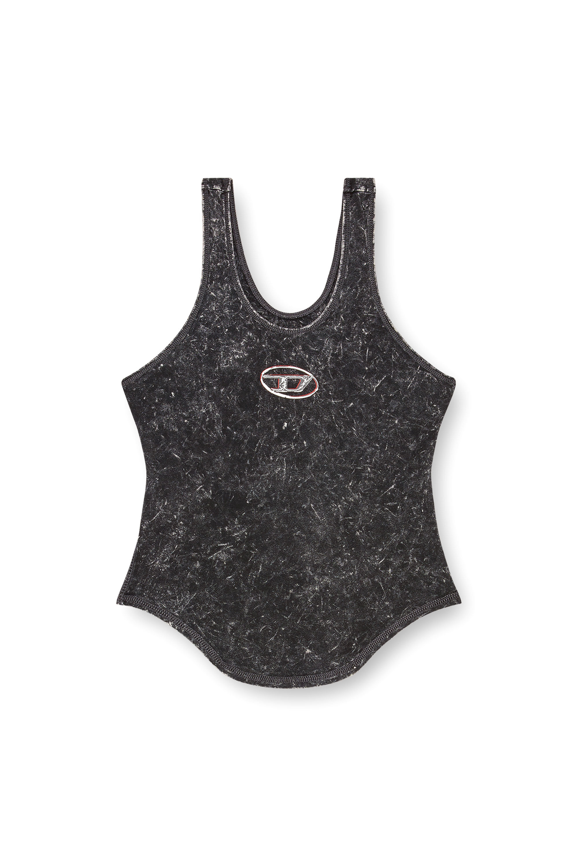 Diesel - T-AVENA-P1, Top ouvert à l'arrière avec effet marbré Femme in Noir - 2