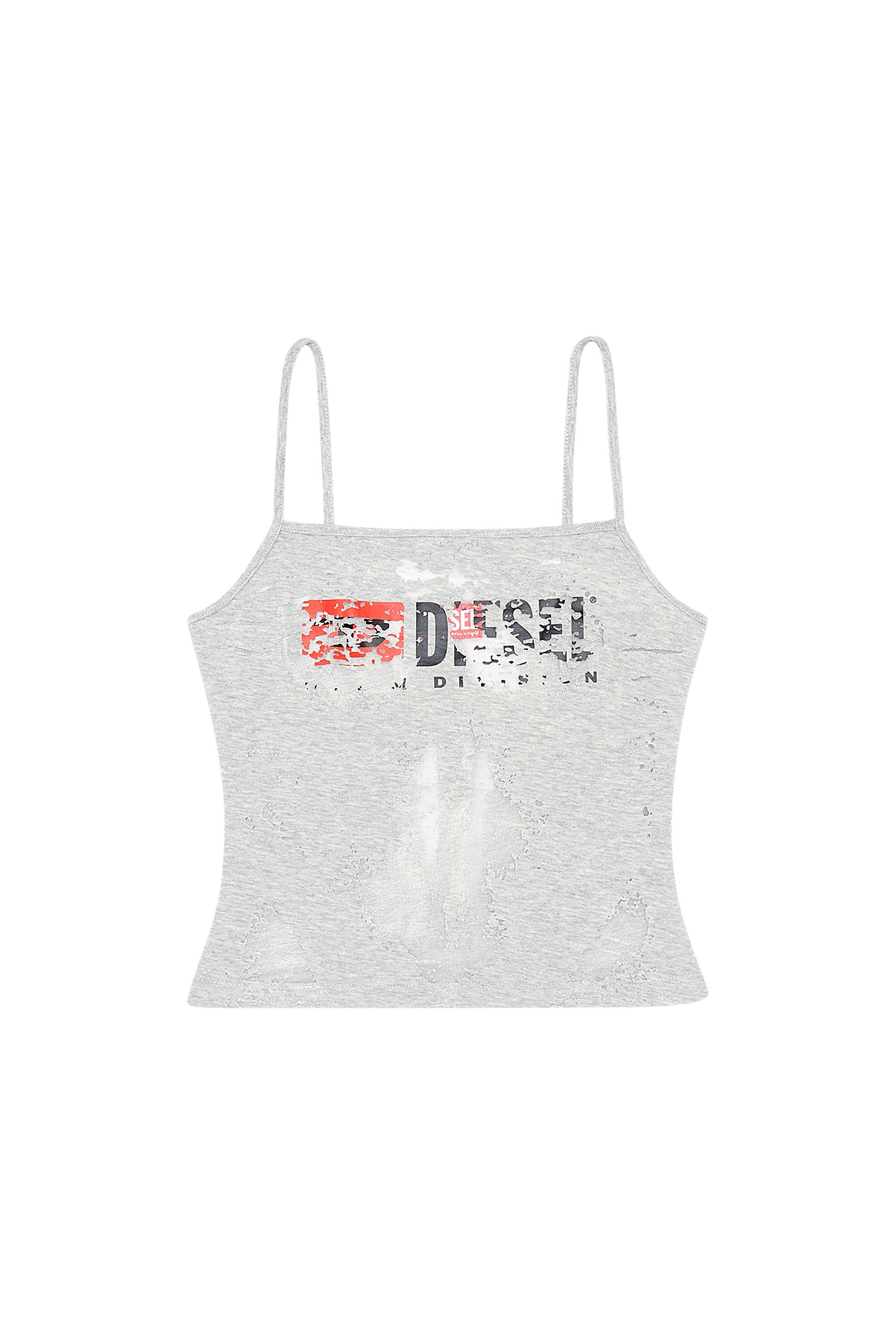 Women's Burnout cami top with sheer panels | Grey | Diesel