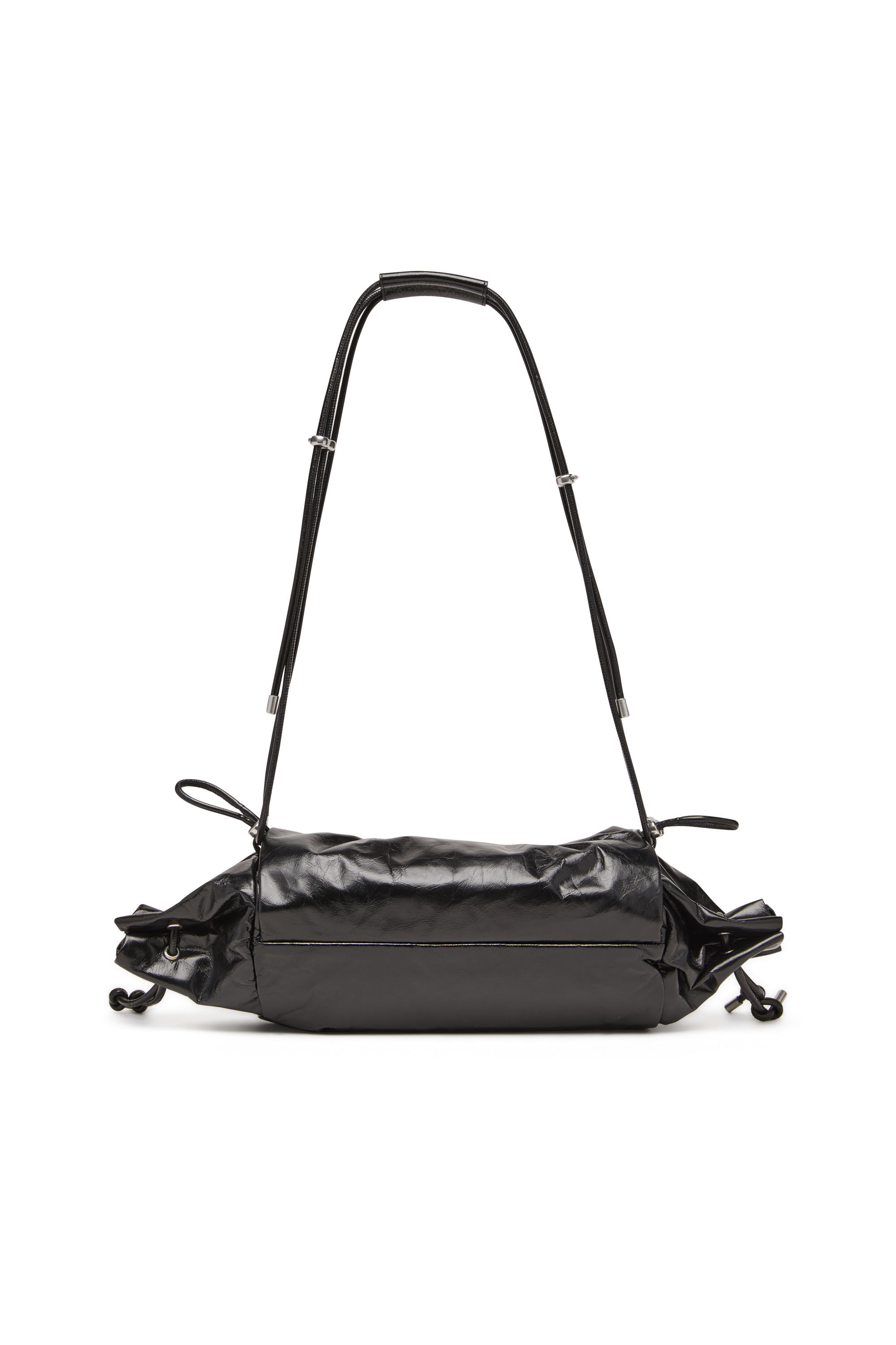 Women's Scrunch-D-Shoulder bag in scrunched shiny leather | Black
