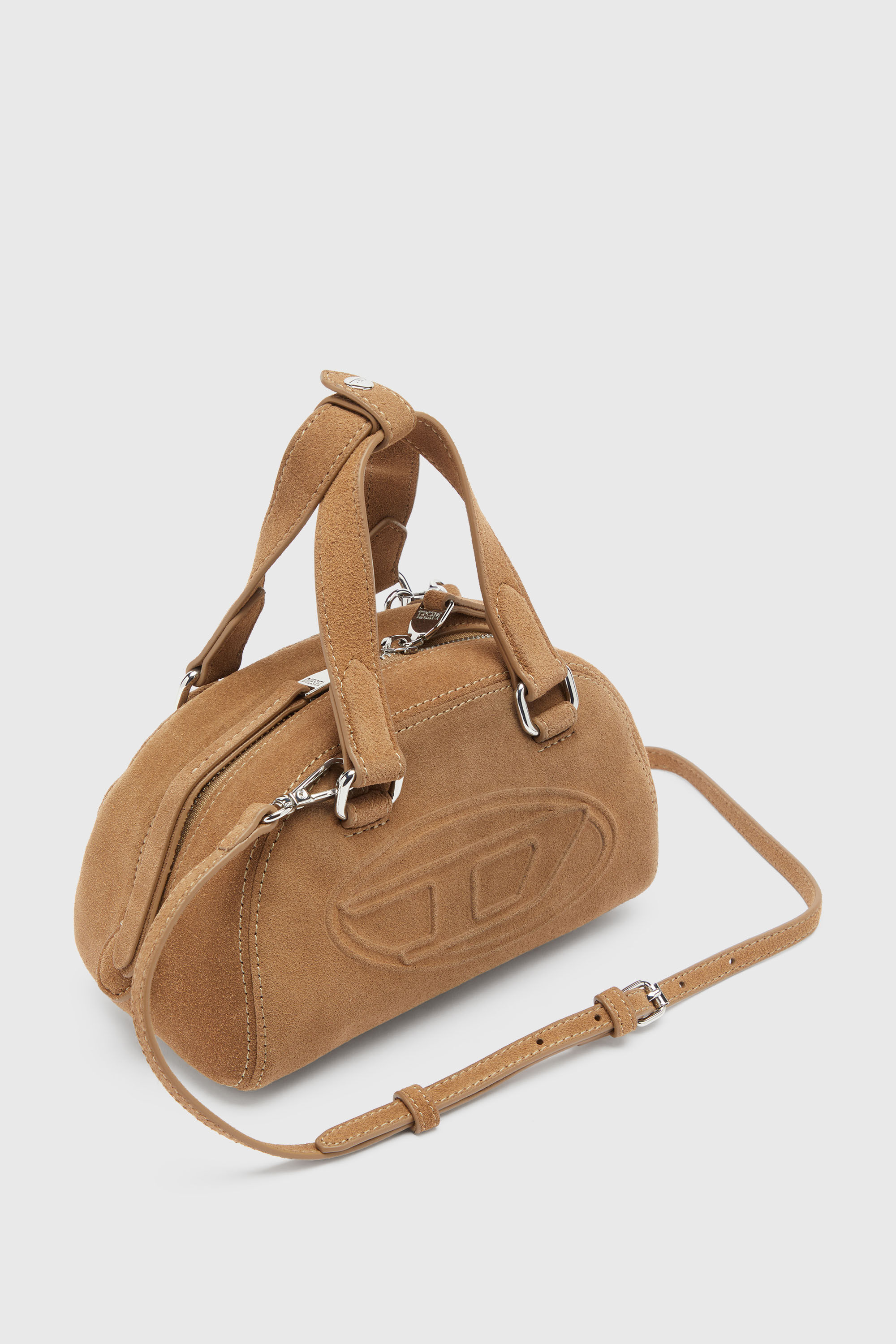 Women's 1DR Dome-Suede small bowling bag | Beige | Diesel {{Country}}