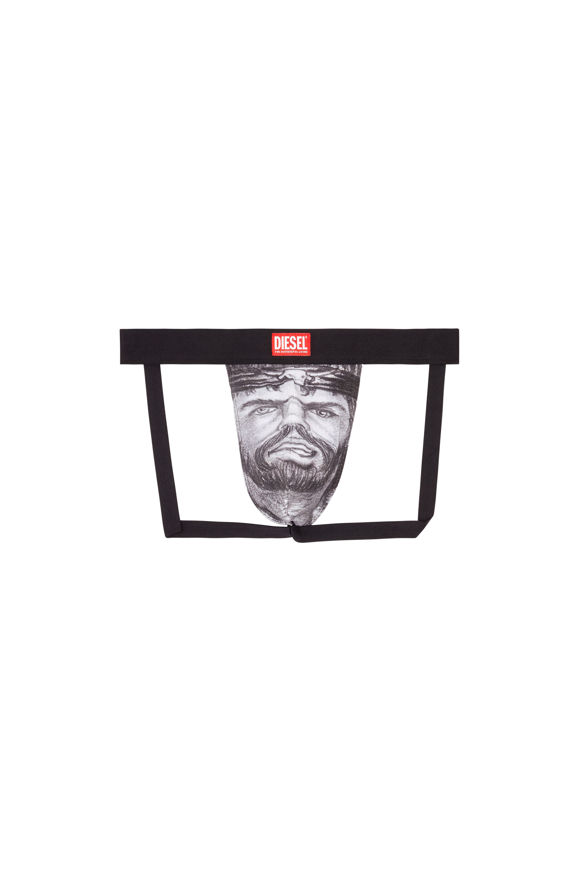 Diesel - PR-UMBR-JOCKY, Male's Jock strap with printed front in White/Black - 1