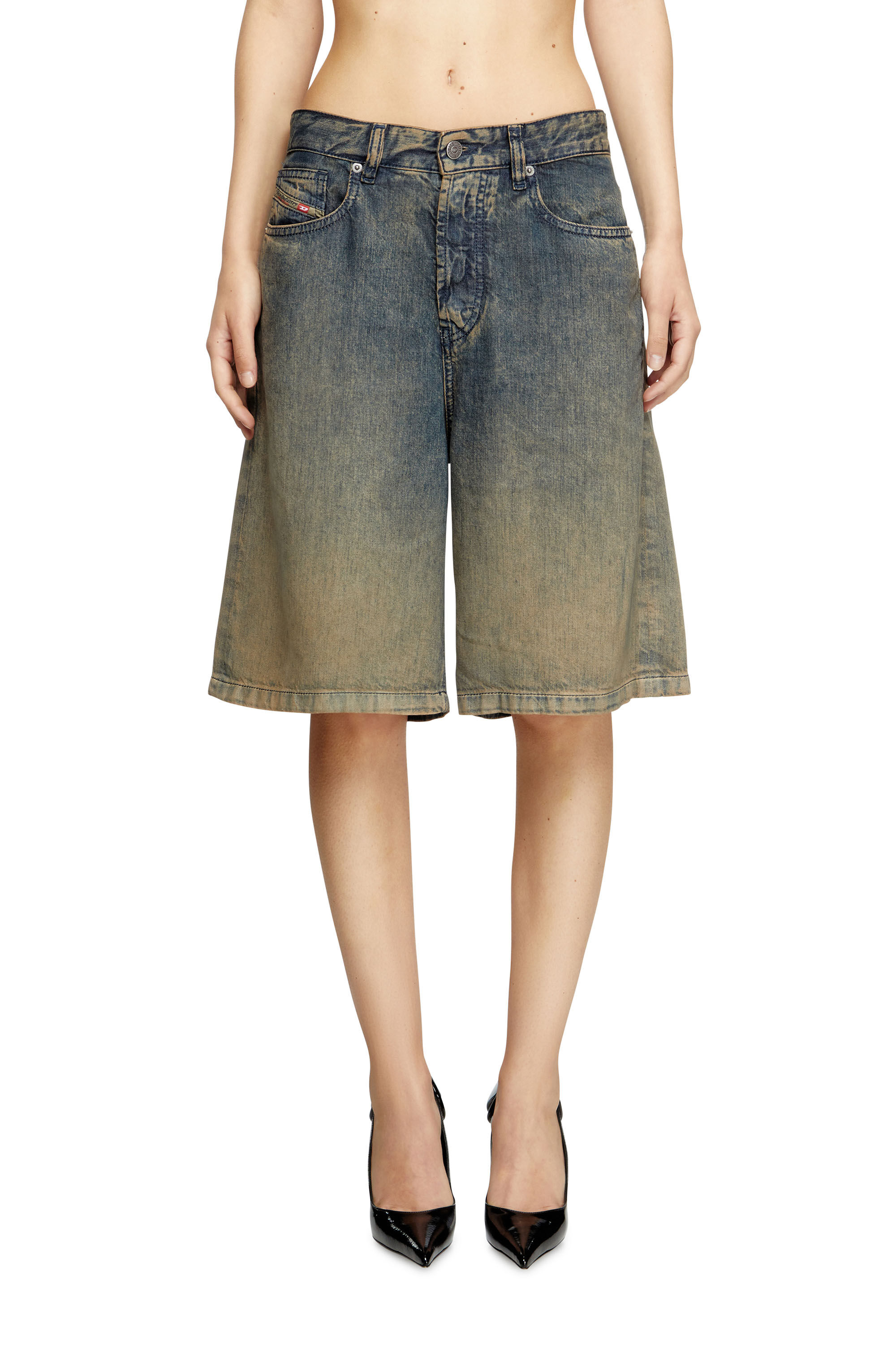 Women's Shorts in fluid shaded denim | Blue | Diesel Women's Shorts in fluid shaded denim | Blue | Diesel