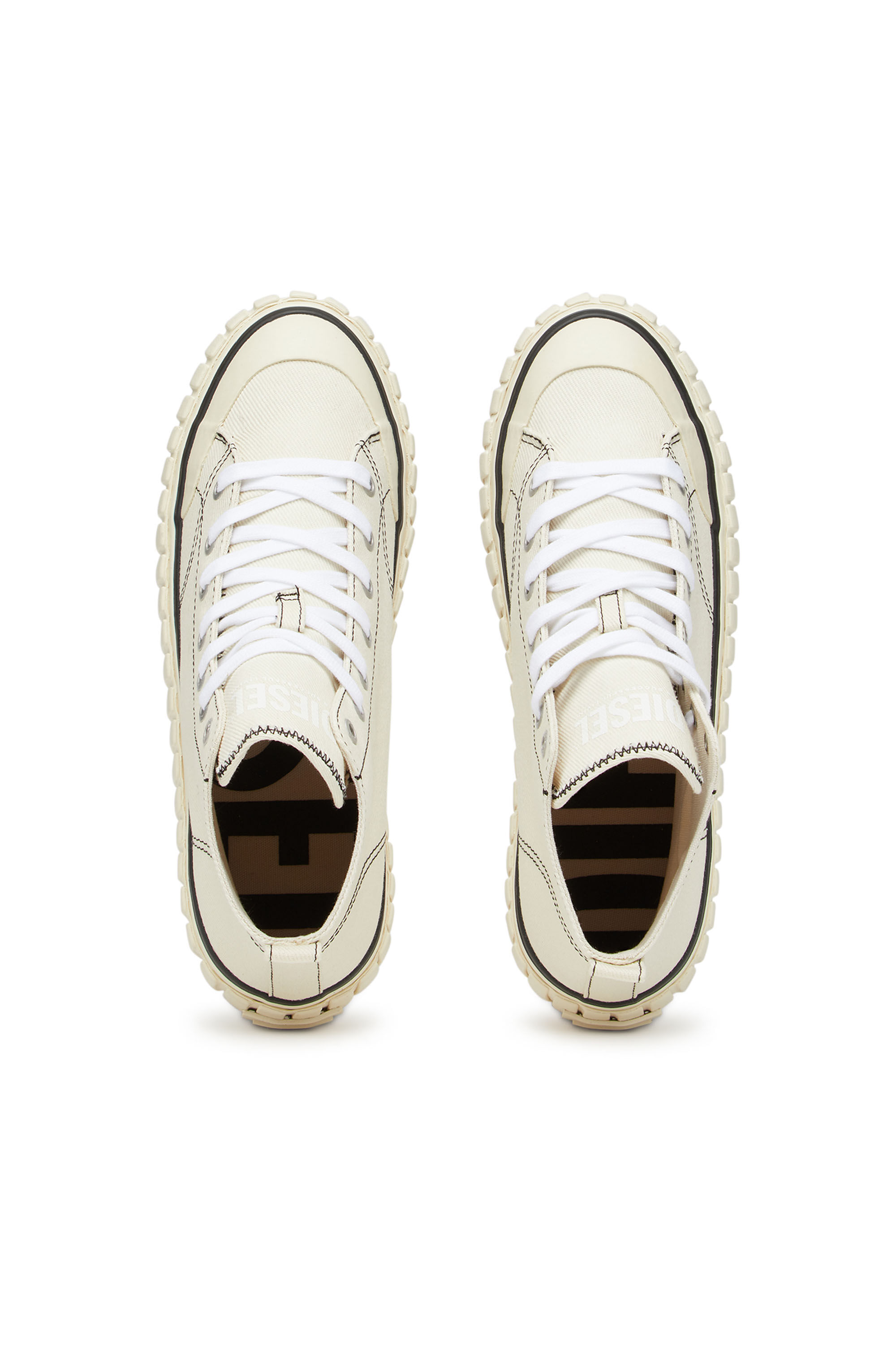 Diesel - S-HANAMI MID W, Female's High-top flatform sneakers in canvas denim in White - 4
