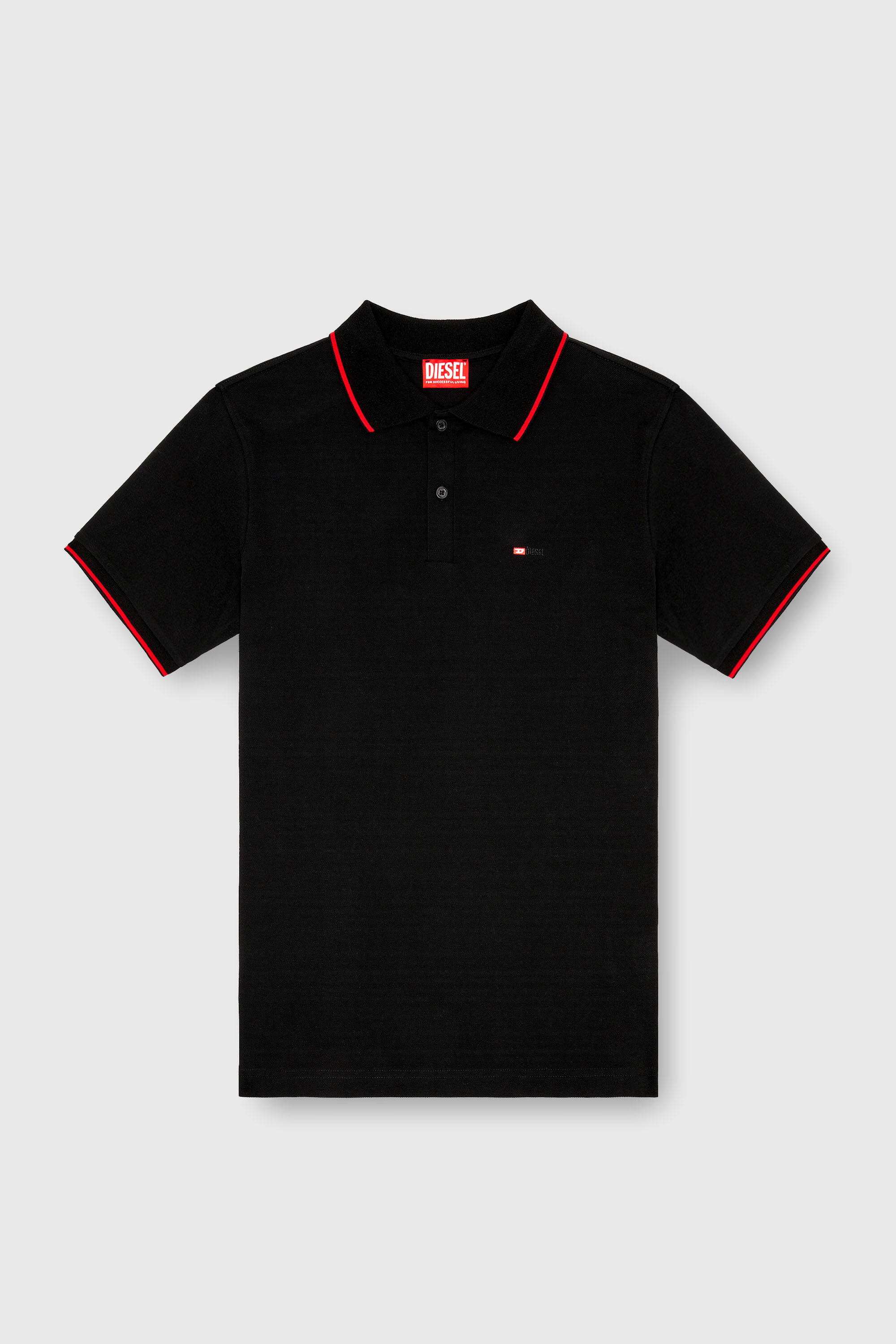 Men's Polo shirt with micro Diesel embroidery | Black | Diesel US