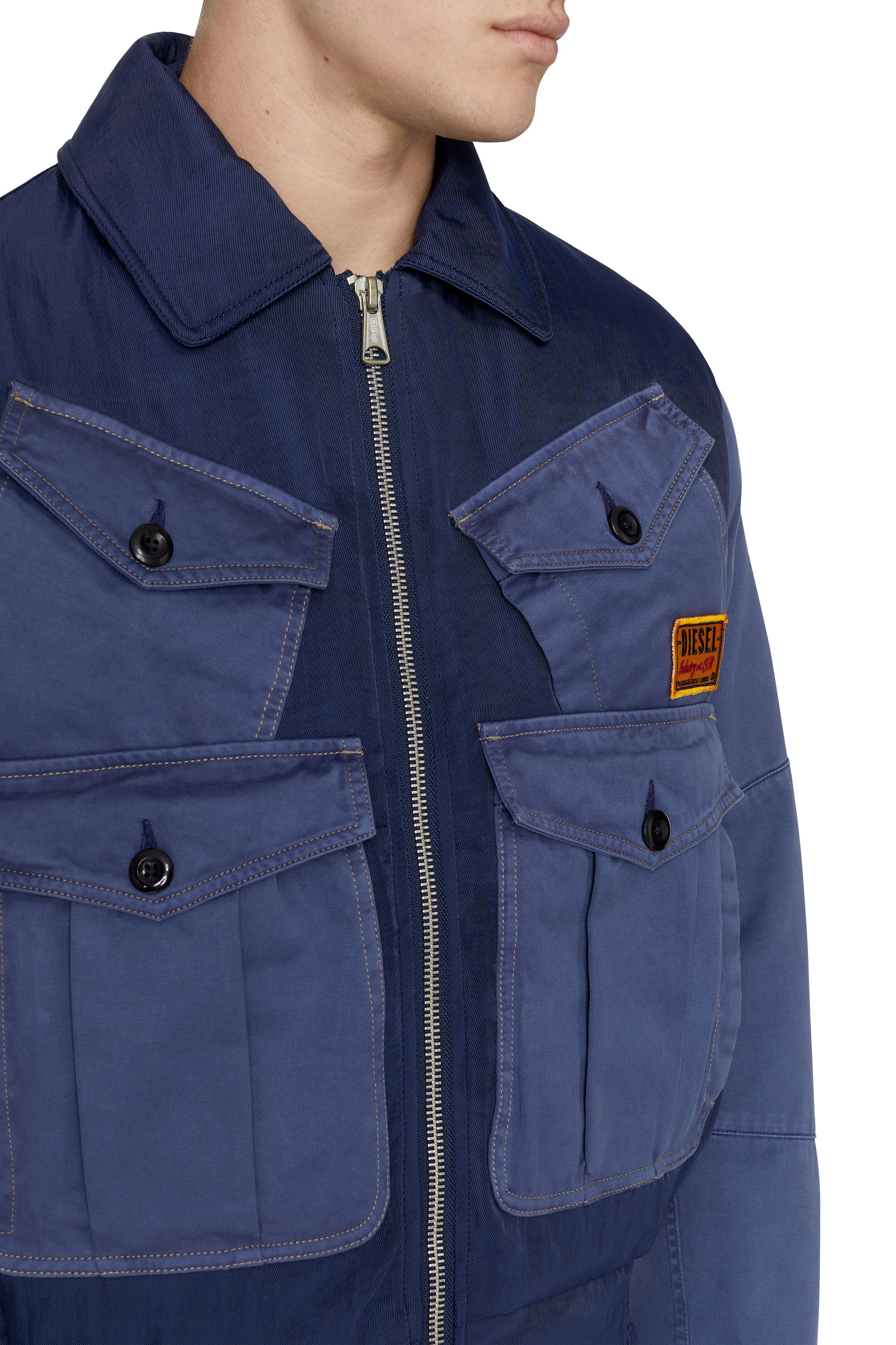Diesel - W-MANFRED, Veste matelassée avec poches utilitaires Homme in Bleu - 4