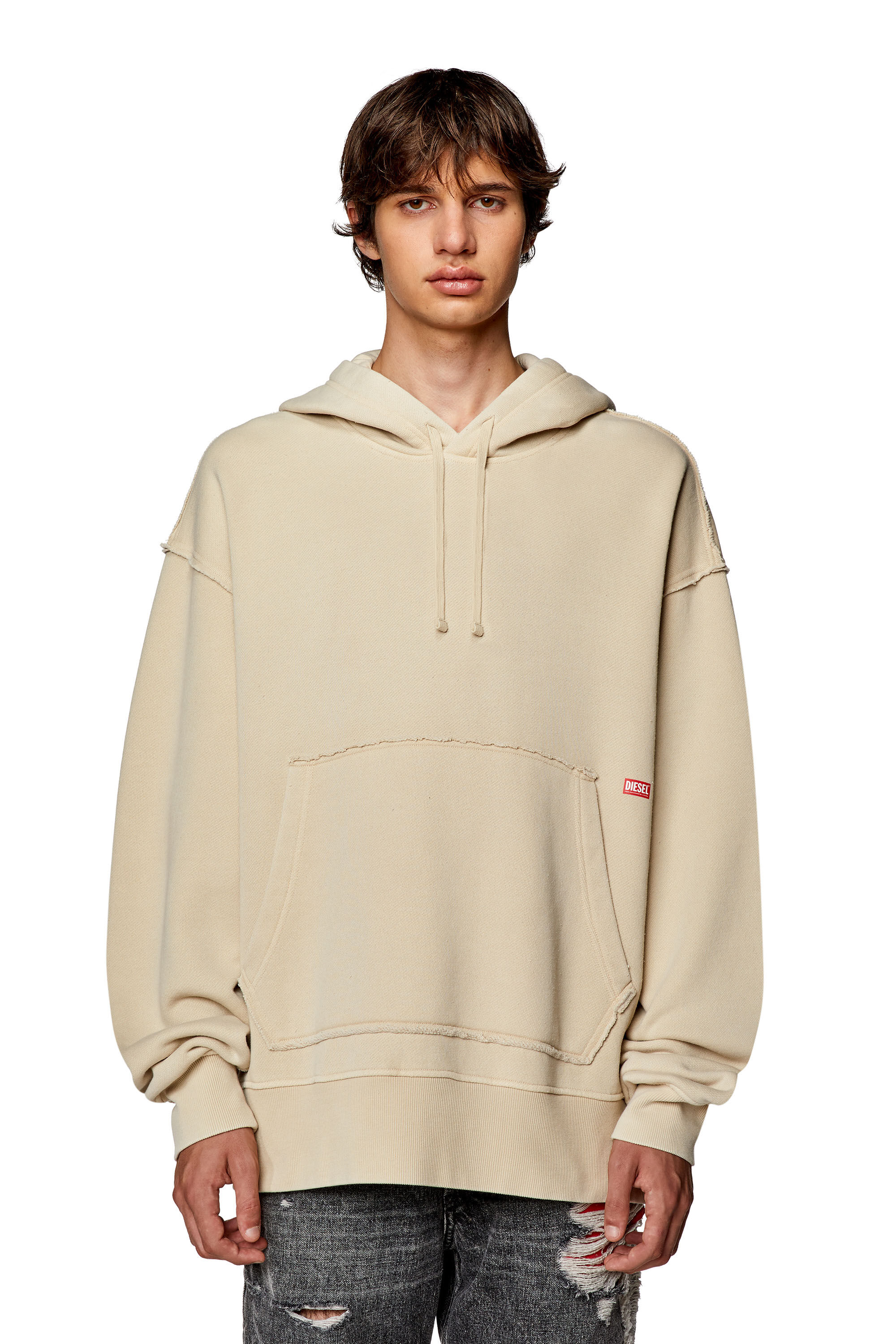 Diesel - S-MACS-HOOD-RW, Sweat-shirt à capuche avec logo Diesel Panther Homme in Beige - 6