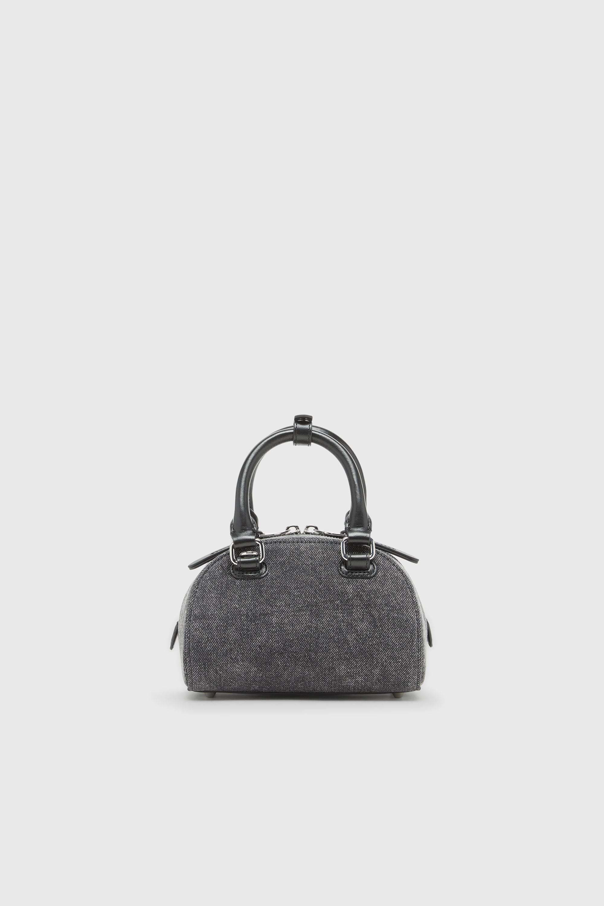 Diesel - 1DR DOME CROSSBODY, 1DR Dome-Peque&ntilde;o bolso tipo bowling en denim lavado Mujer in Gris - 3