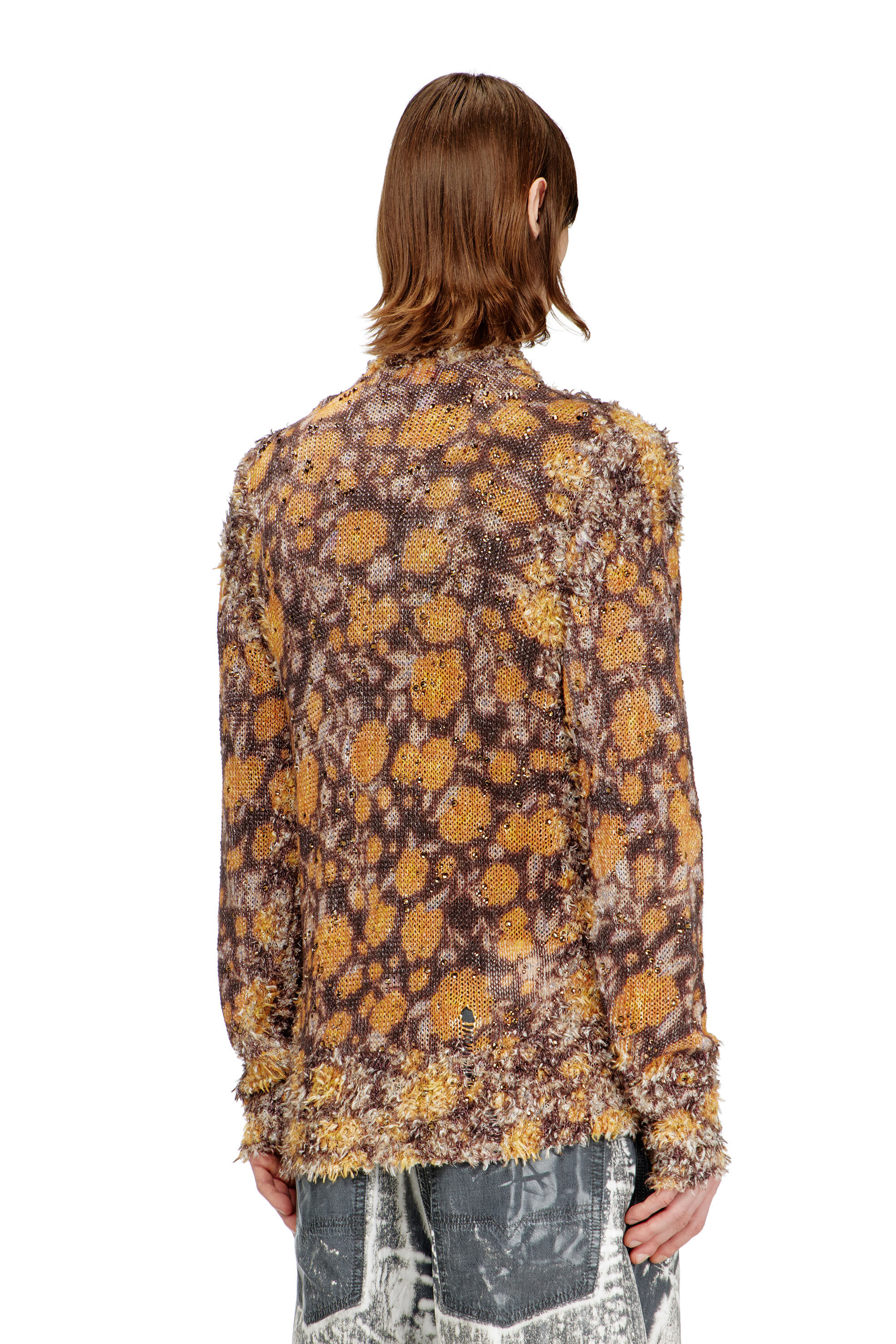 Diesel - K-LINNUS, Cardigan en m&eacute;lange de lin imprim&eacute; avec cristaux Homme in Polychrome - 4