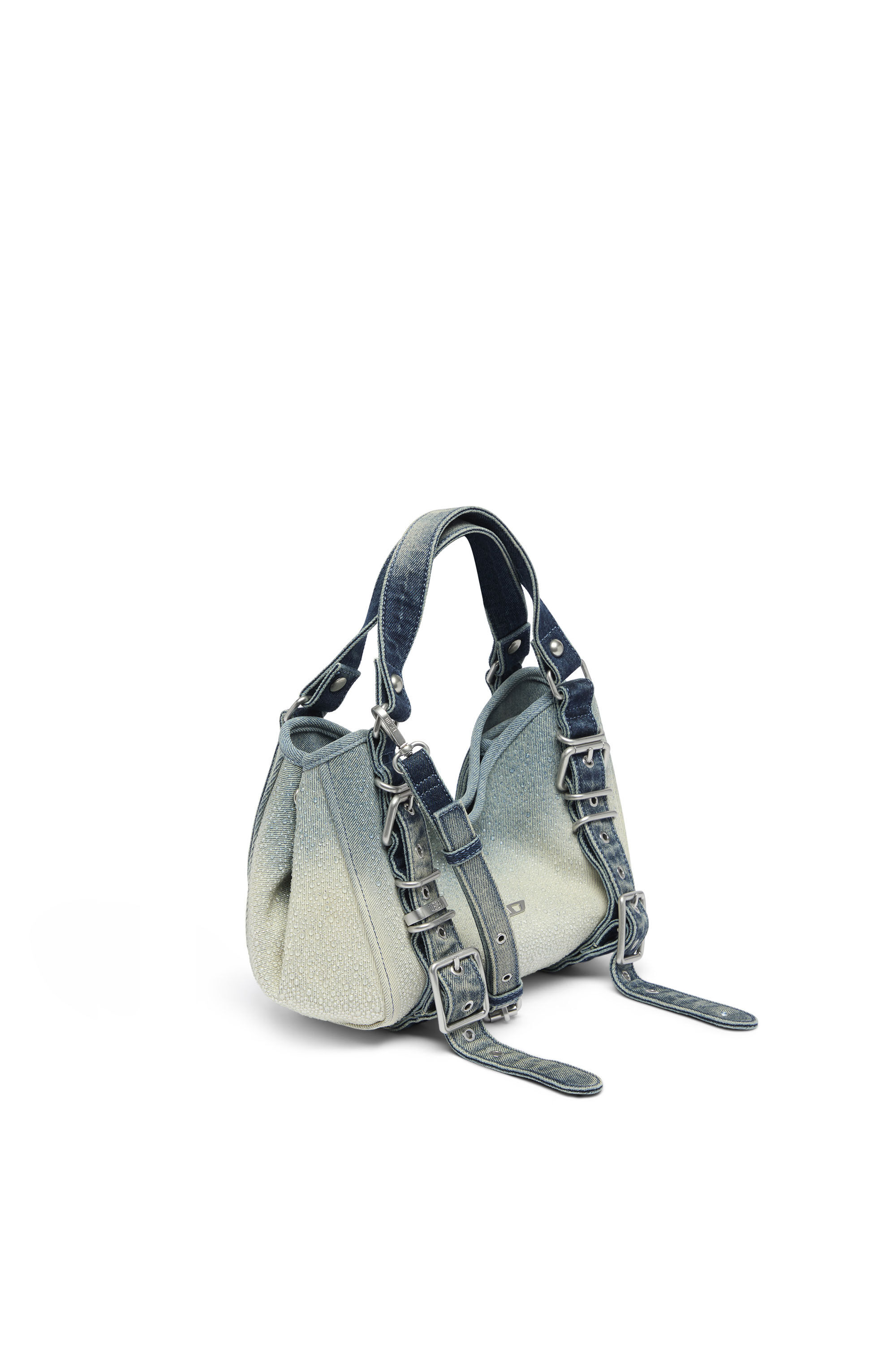 Women's D-One-Small top-handle bag in crystal solarised denim