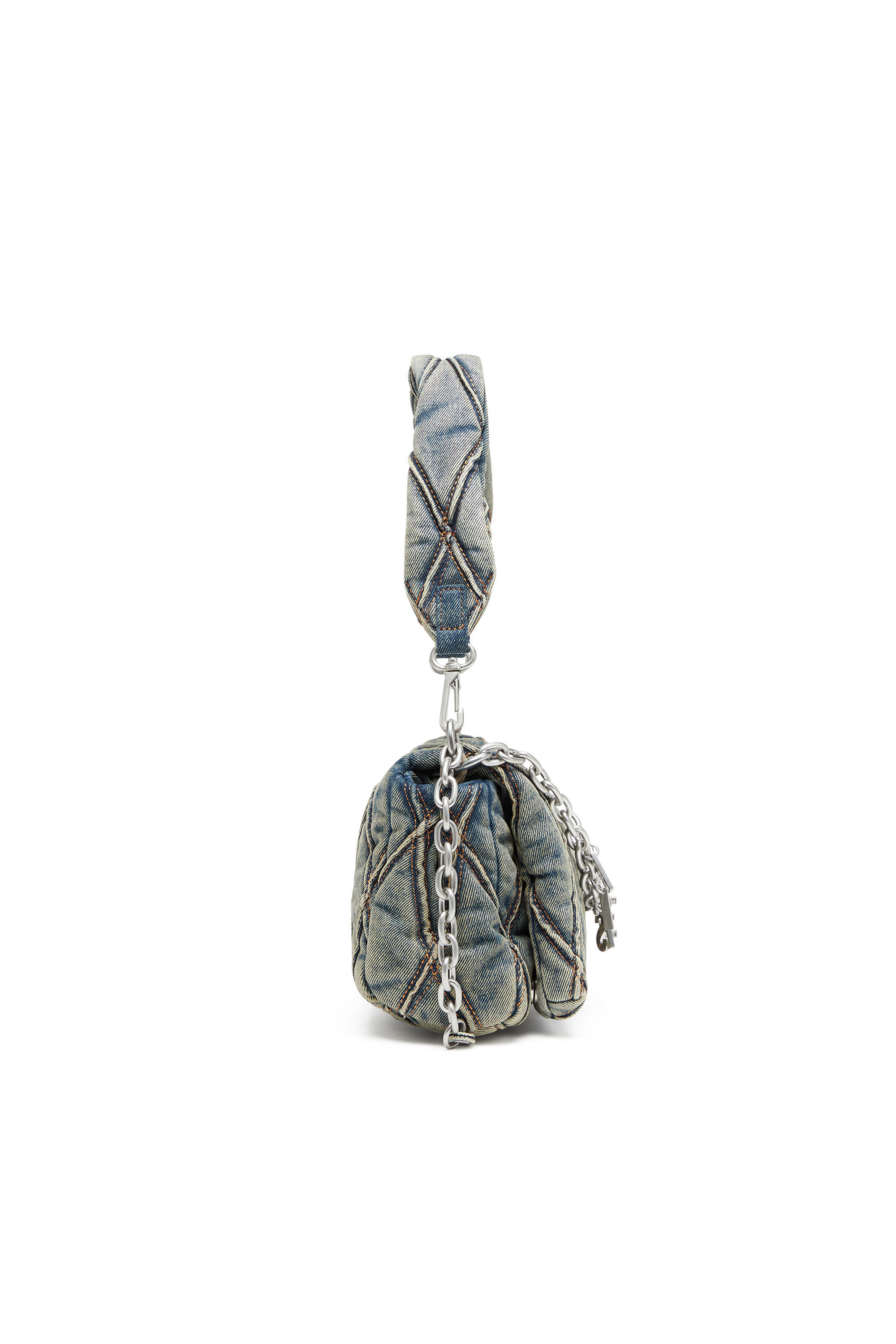 Women's Charm-D-Small shoulder bag in quilted denim | Blue | Diesel
