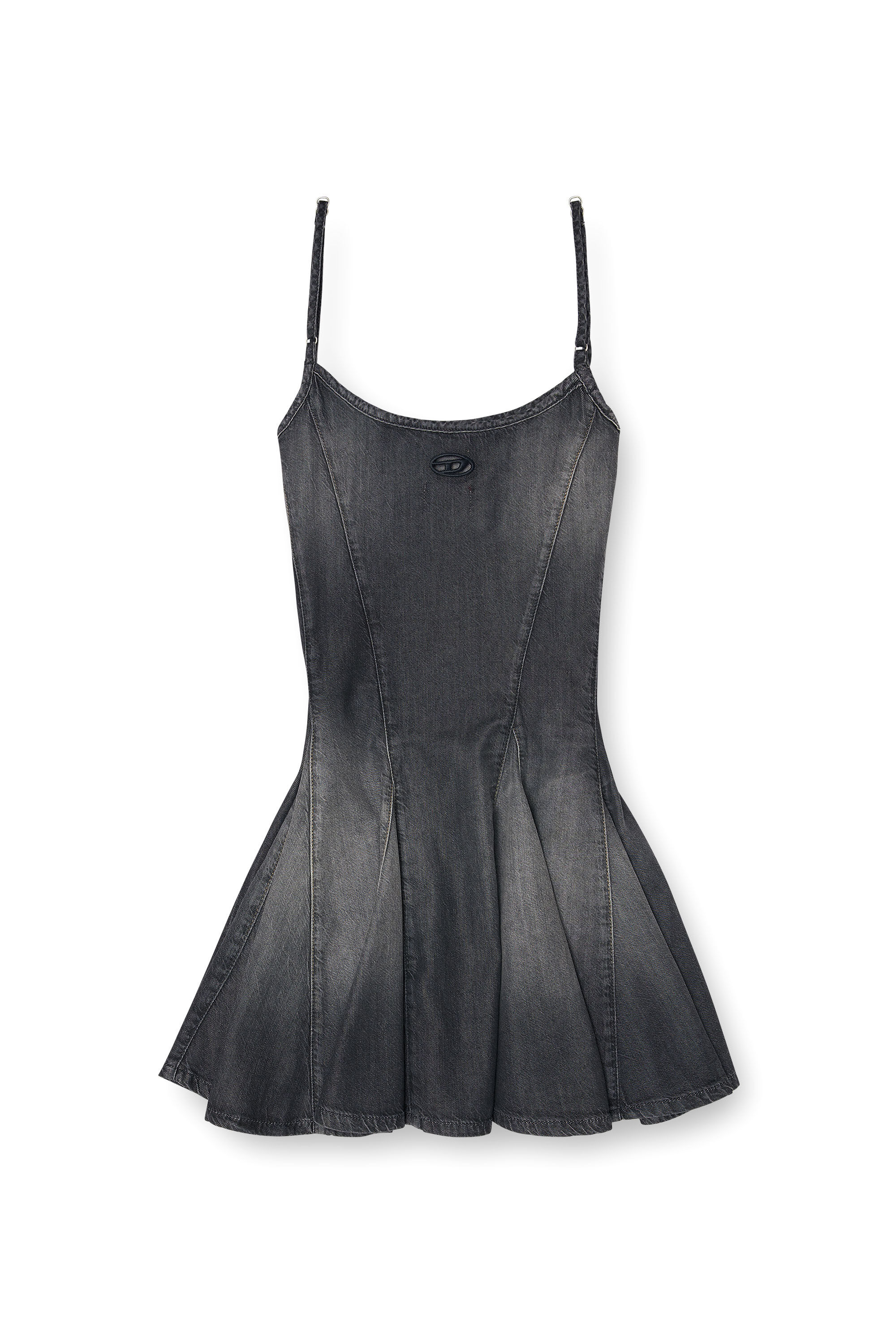 Women's Denim mini dress with lightweight skirt | Grey | Diesel