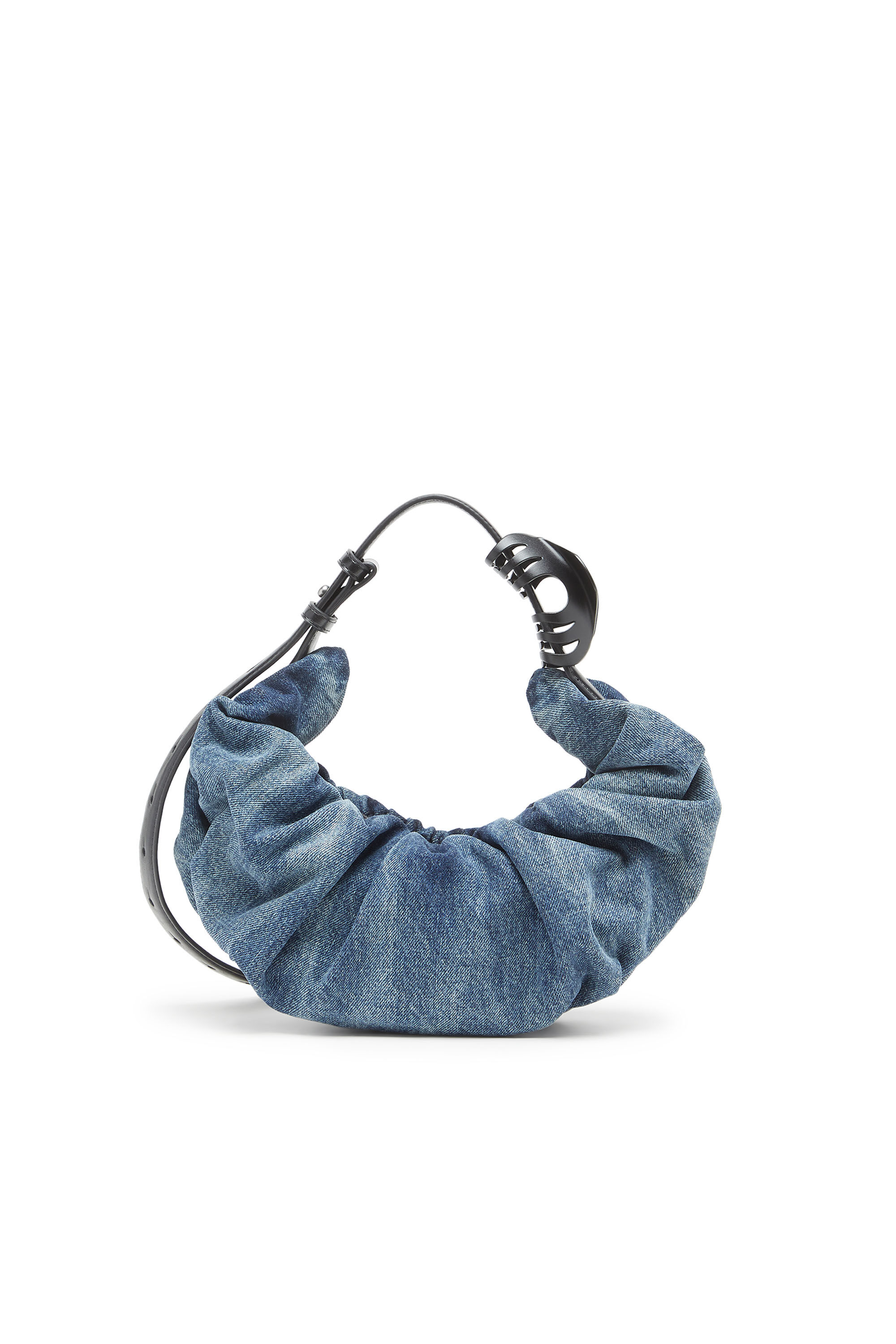 Women's Grab-D-Small scrunched hobo bag in treated denim | Blue