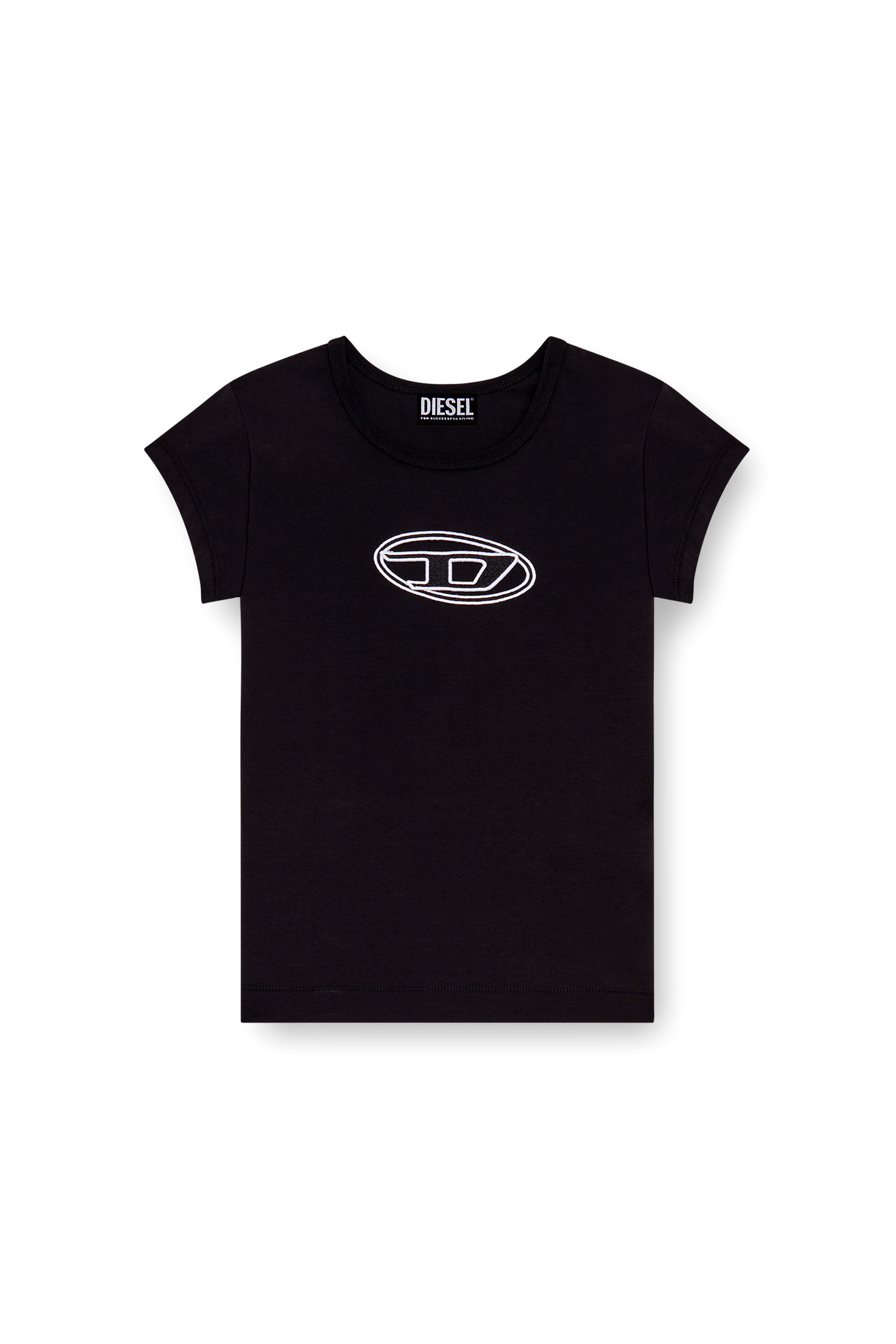 Diesel - T-ANGIE, Female's T-shirt with peekaboo logo in Black/White - 2