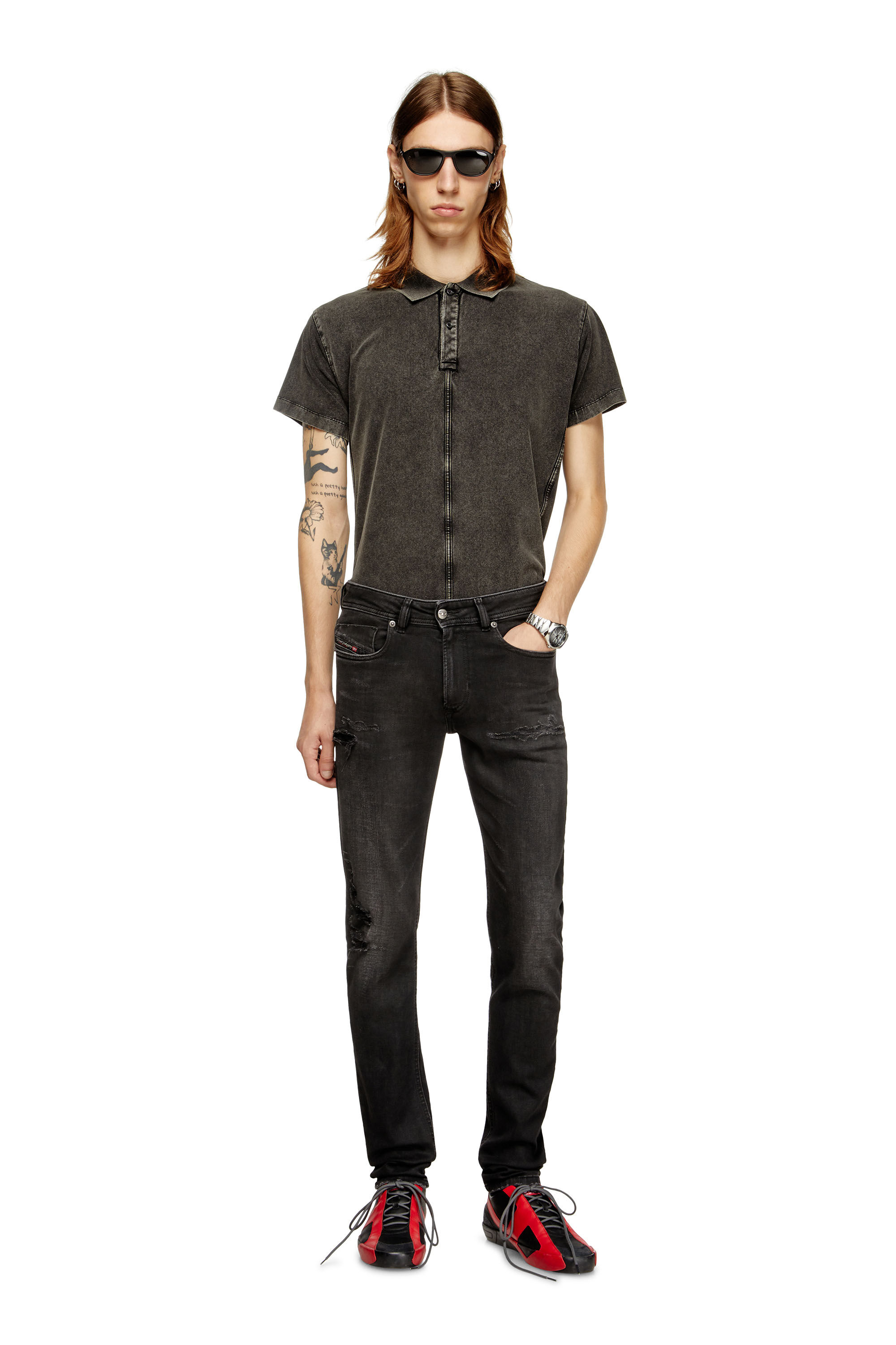 Diesel - Skinny Jeans 1979 Sleenker 068SG Homme, Noir/Gris foncé - Image 1