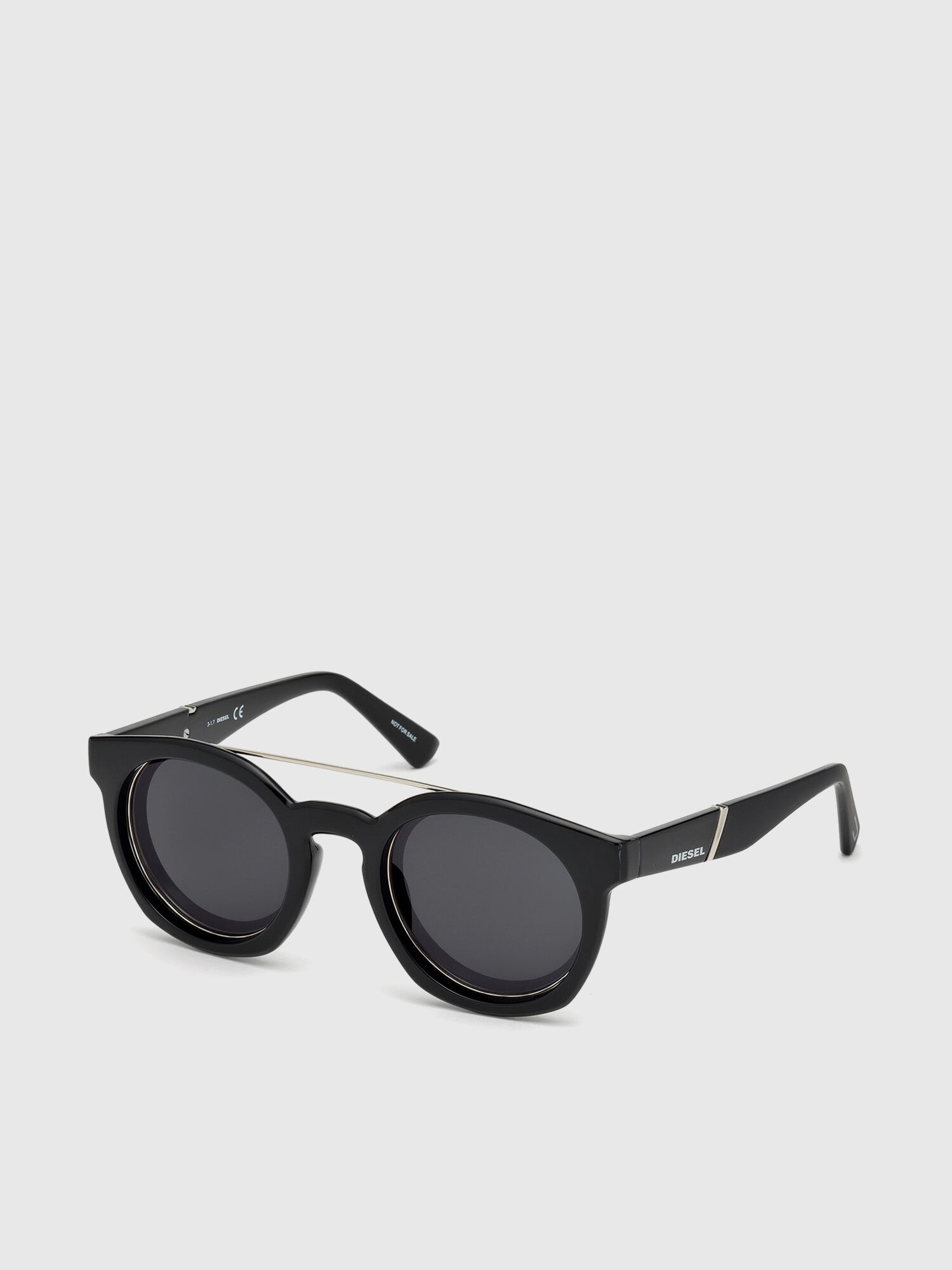 Diesel - DL0251, Unisex's Round shape eyewear with shiny clip-back in Bright Black - 4