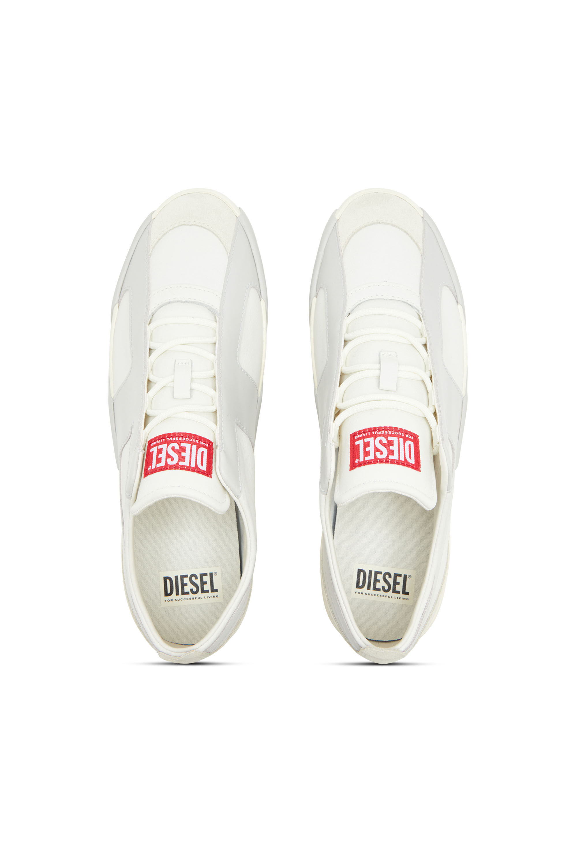 Diesel - S-SLANTE-D LOW, Male's S-Slante-D-Sneakers in suede and leather with D logo in White/Grey - 4