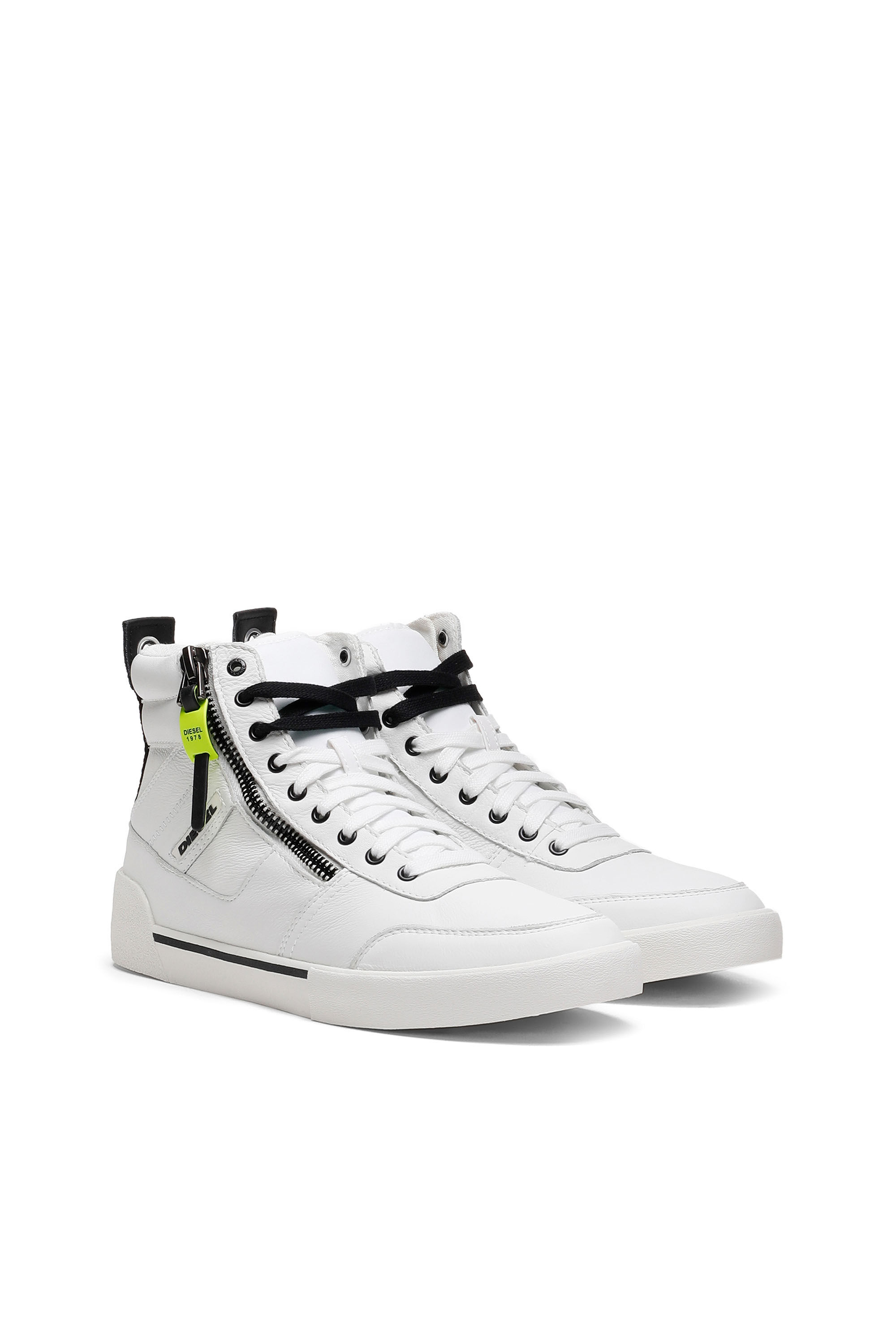 Diesel - S-DVELOWS, S-Dvelows-Sneakers montantes à panneaux en cuir suédé Homme in Blanc - 2