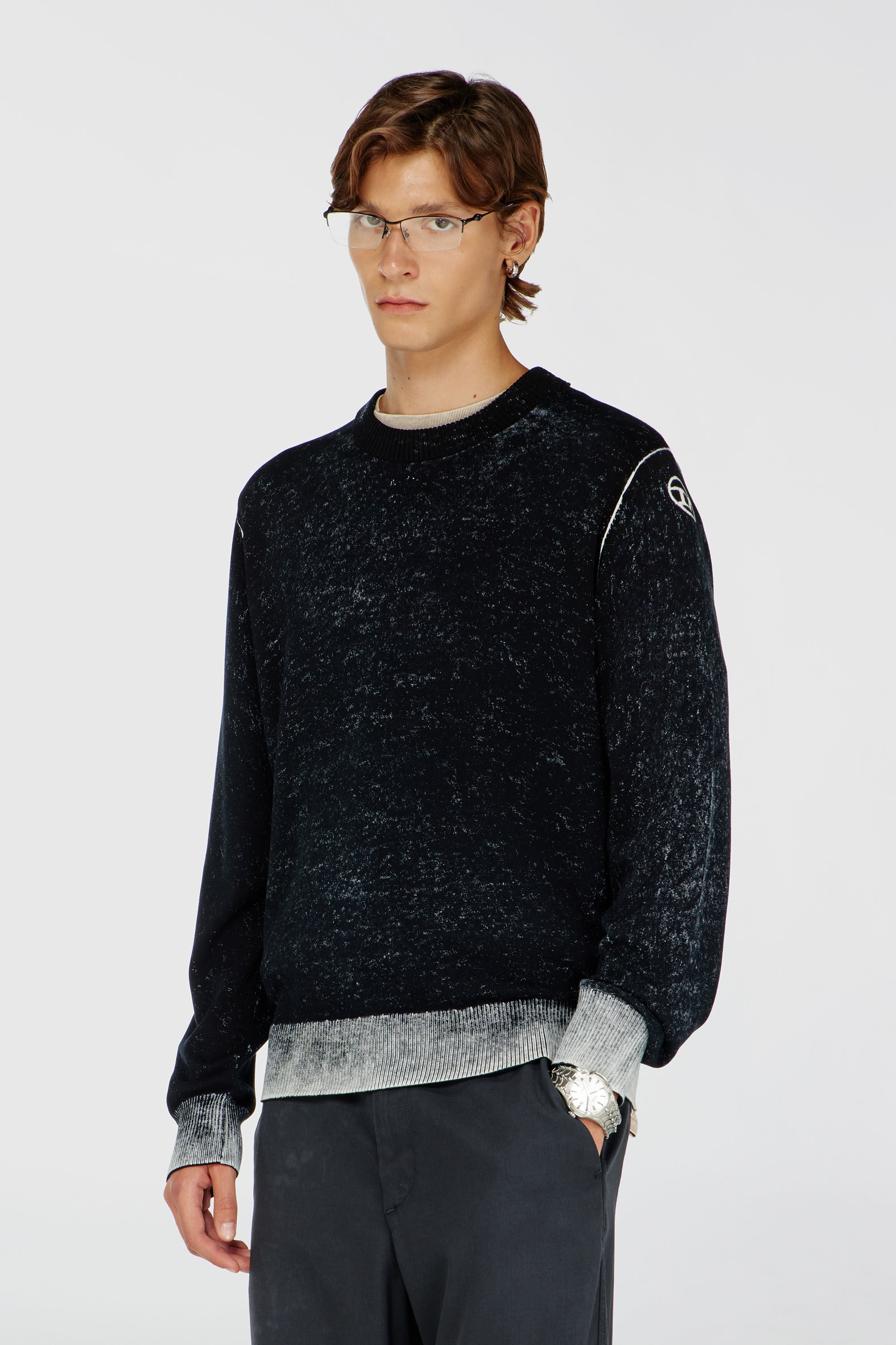 Men's Reverse-print cotton jumper | Black | Diesel US