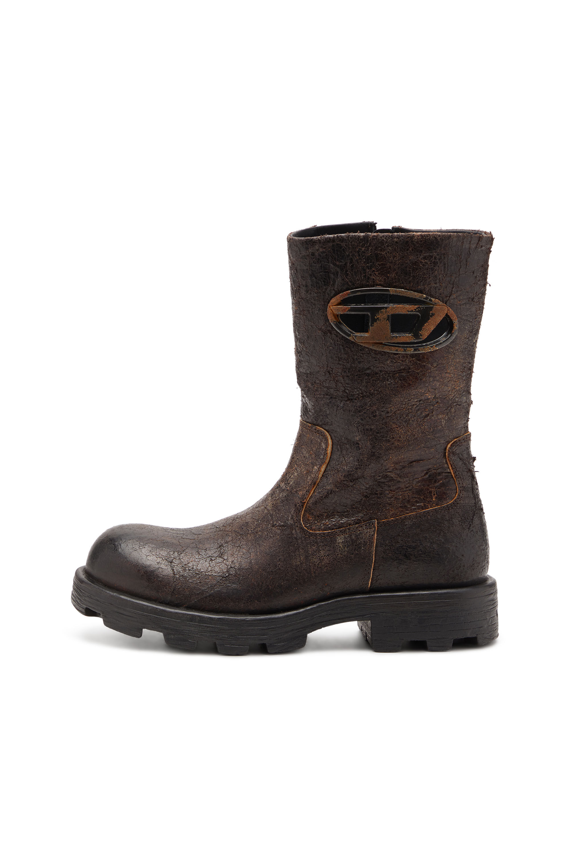Diesel - D-HAMMER BKR D W, Female's D-Hammer-Biker boots in distressed crackled suede in Brown - 7