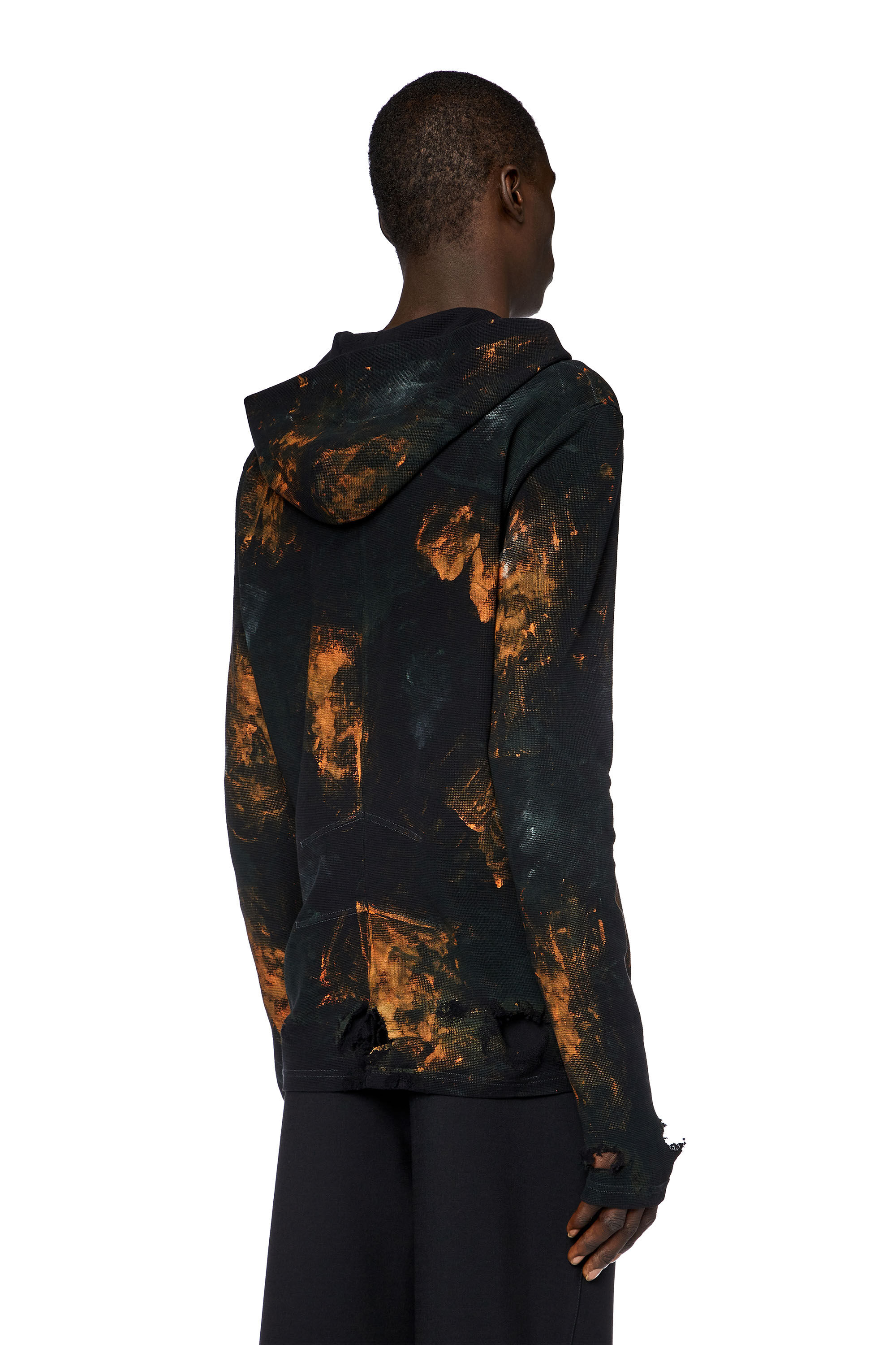 Diesel - T-SERMI, Top Henley à capuche effet vieilli en maille gaufrée Homme in Polychrome - 5