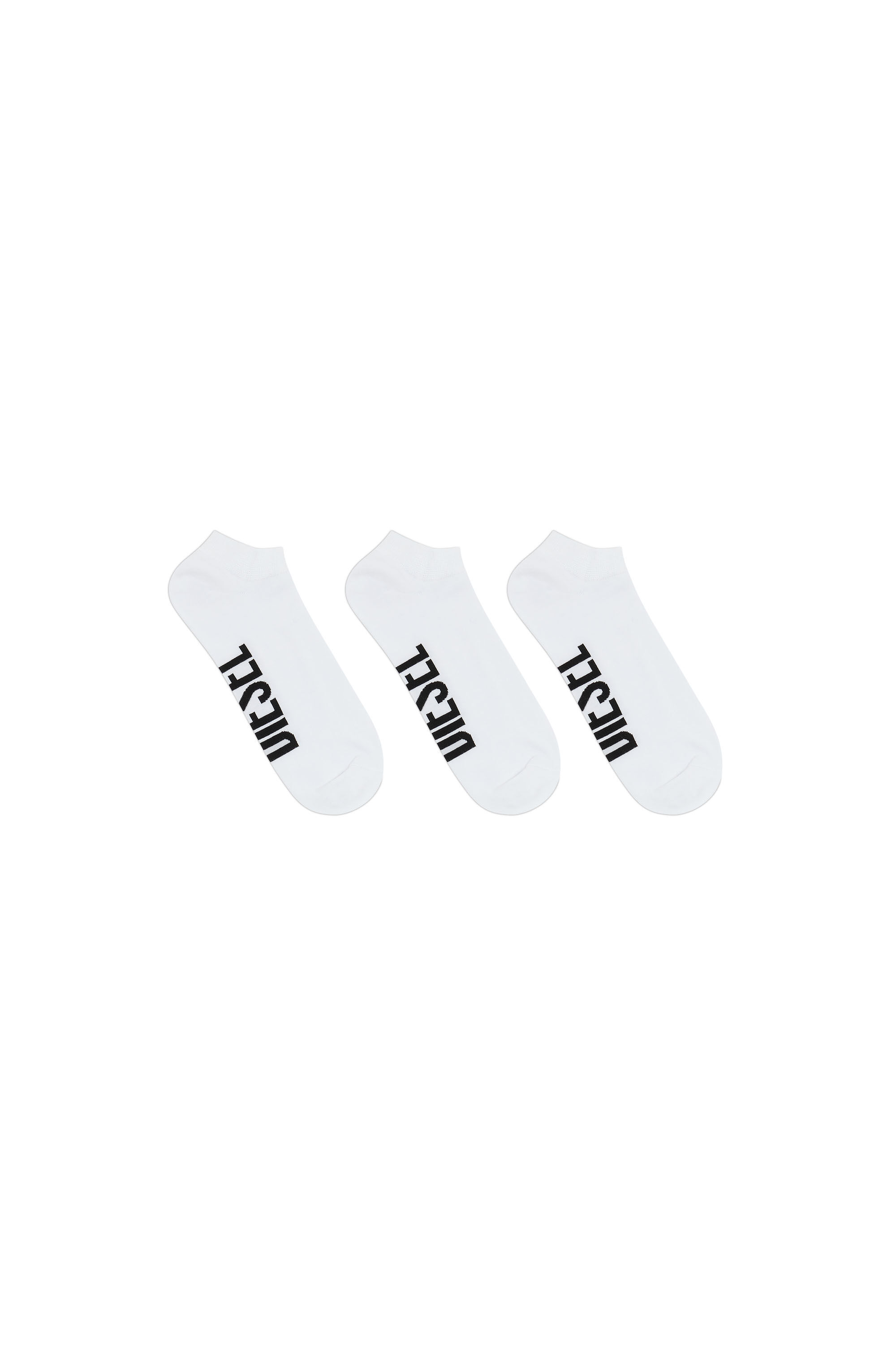 Diesel - SKM-GOST-THREEPACK, Male's Three-pack low-cut logo socks in White - 1