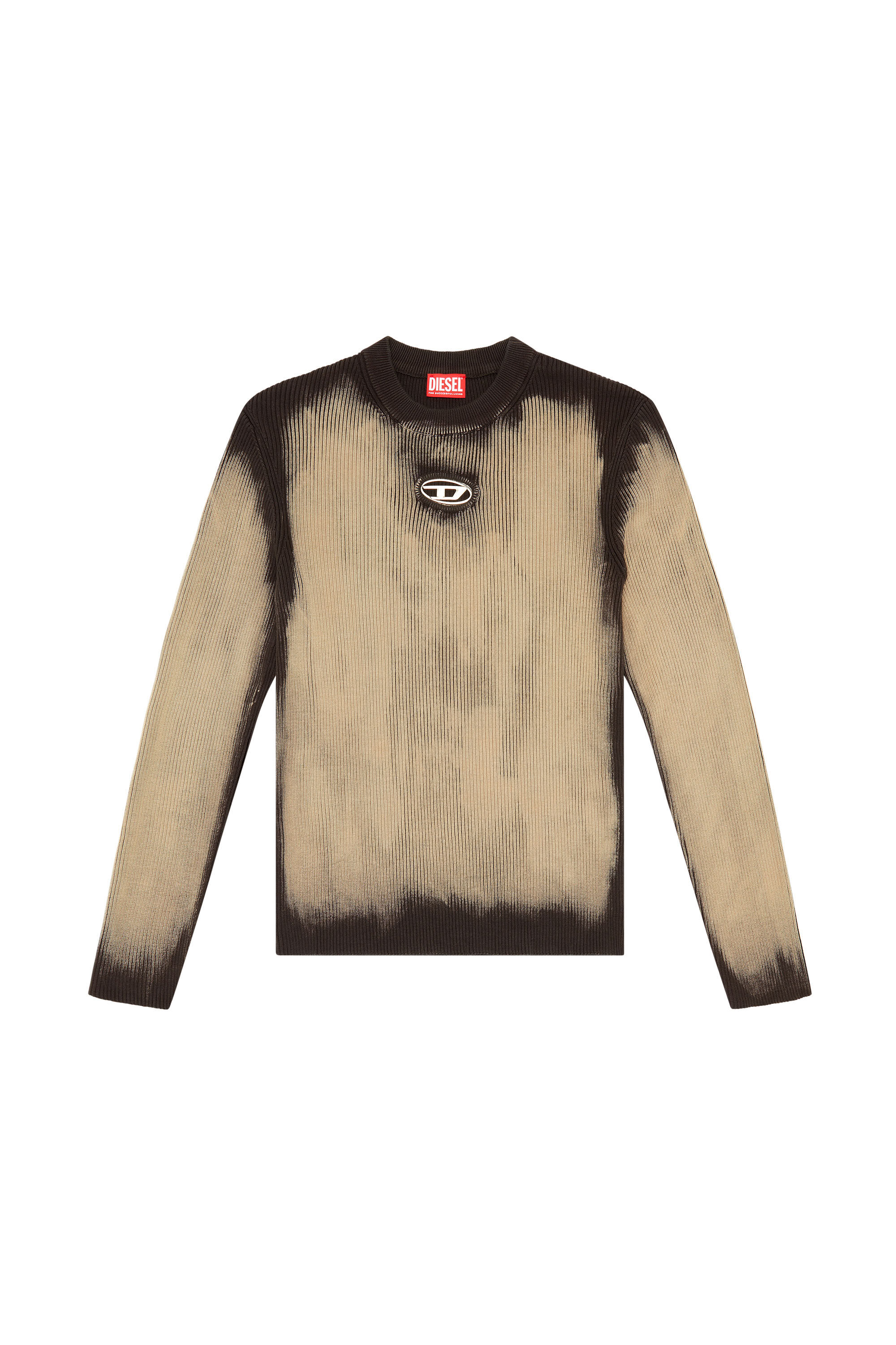 Diesel - K-DARIN, Pull traité avec insert à logo en métal Homme in Beige - 2
